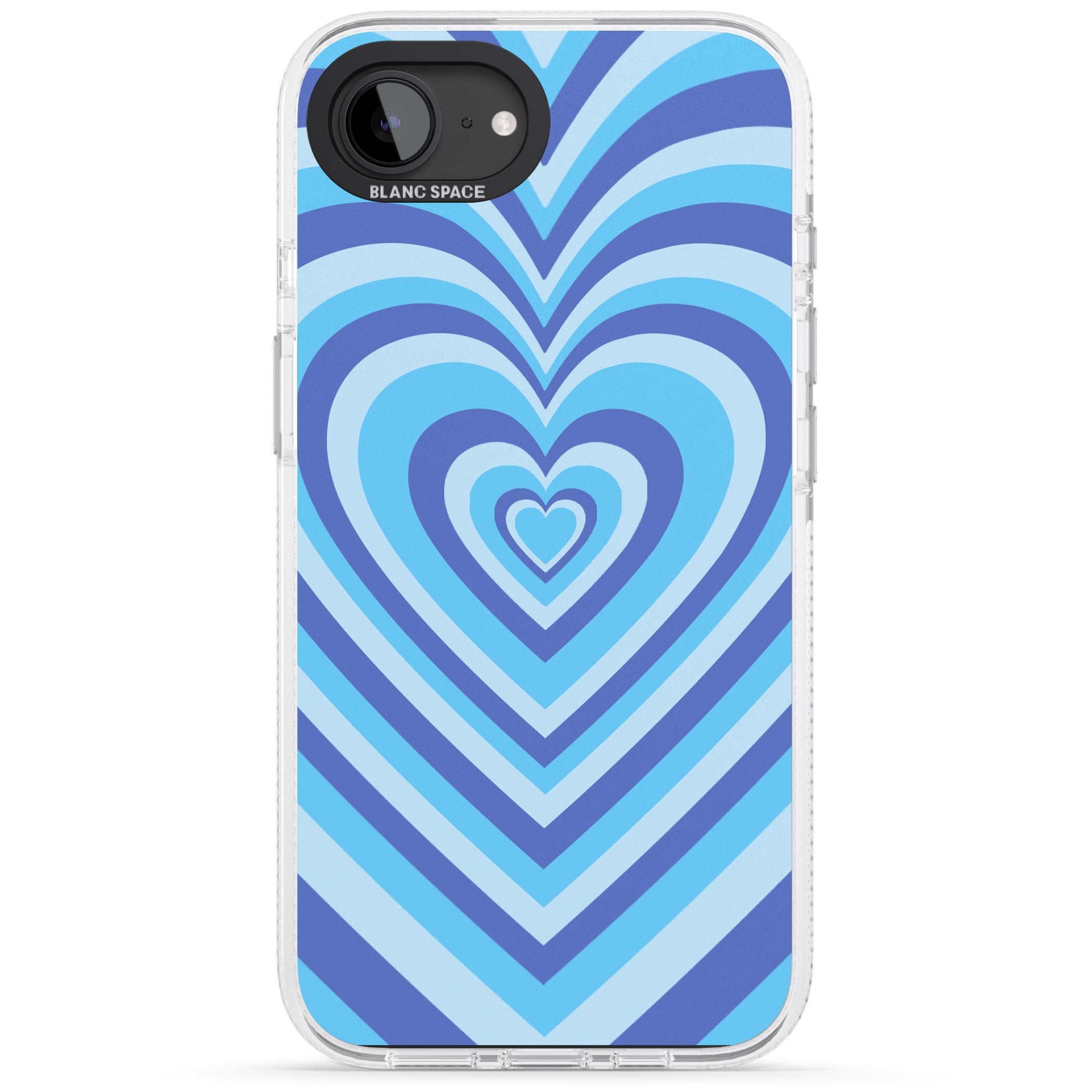 Blue Heart Illusion iPhone 16e Clear Case Impact Air - Blanc Space
