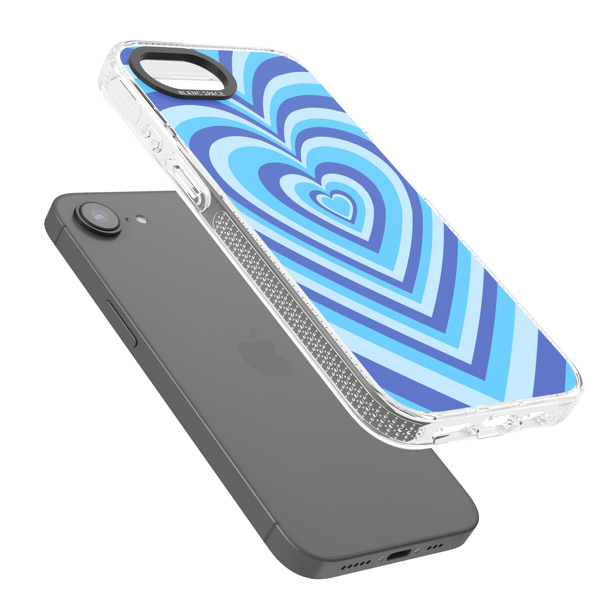 Blue Heart Illusion iPhone 16e Clear Case Impact Air - Blanc Space