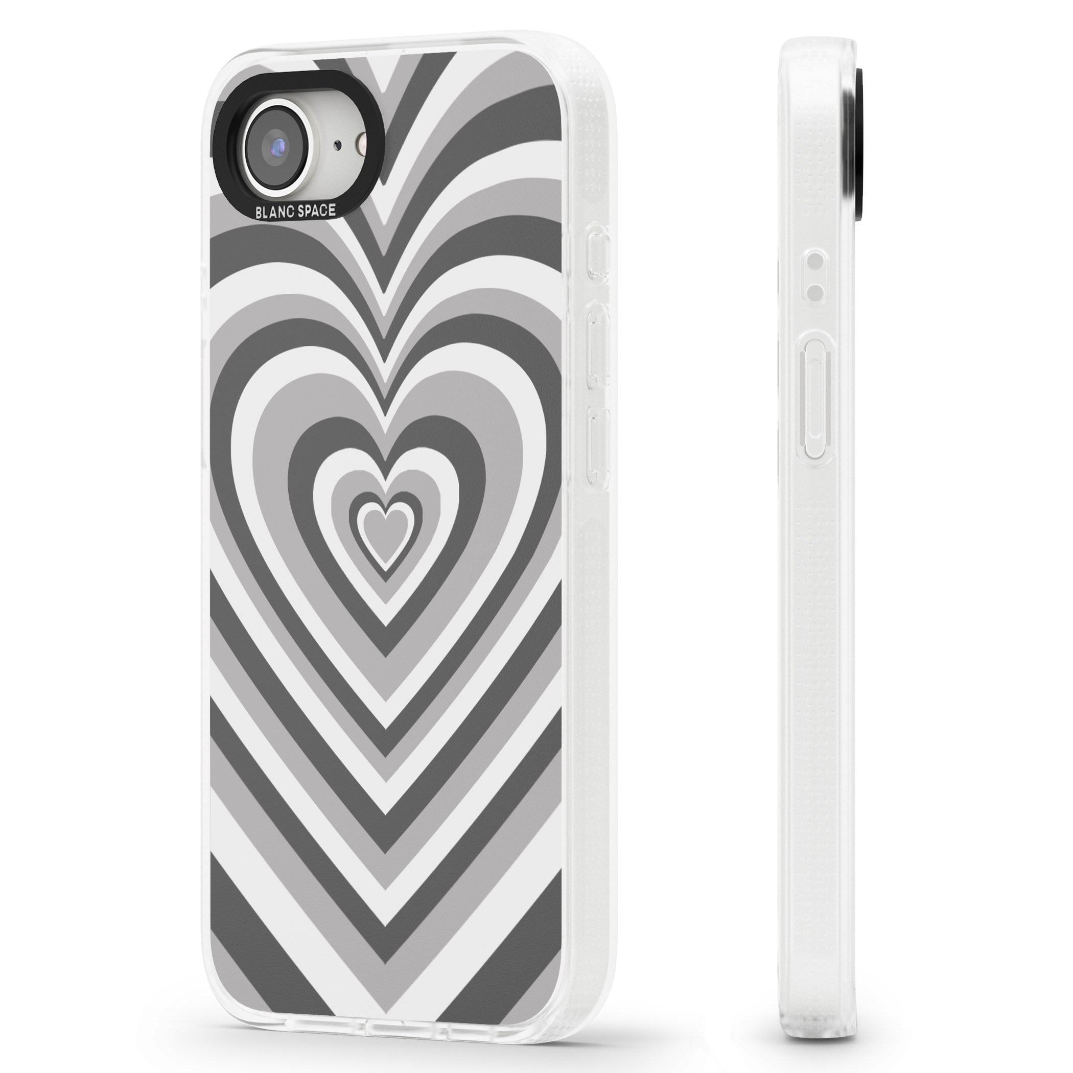 Monochrome Heart Illusion iPhone 16e Clear Case Impact Air - Blanc Space