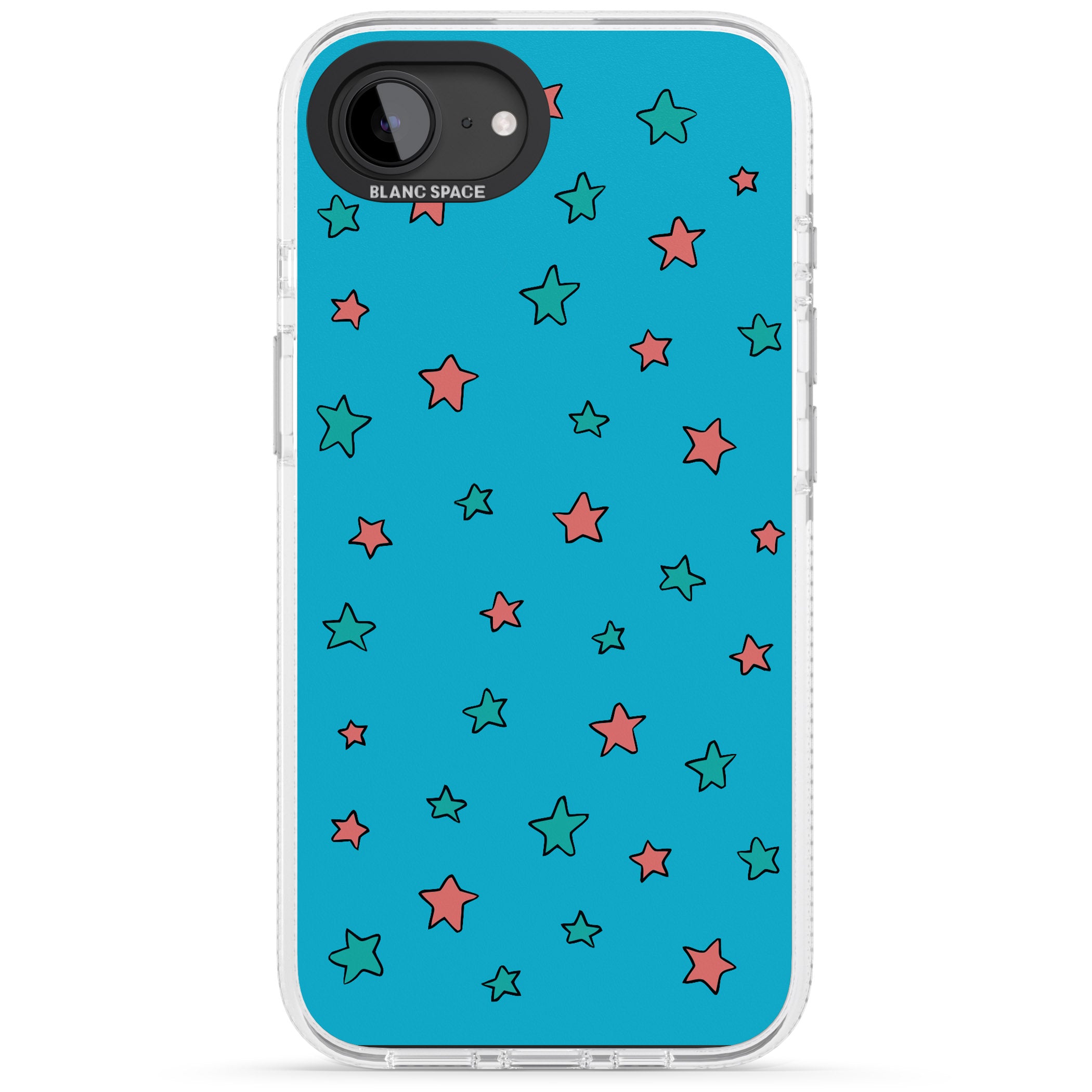 Blue Heartstopper Stars Pattern iPhone 16e Clear Case Impact Air - Blanc Space