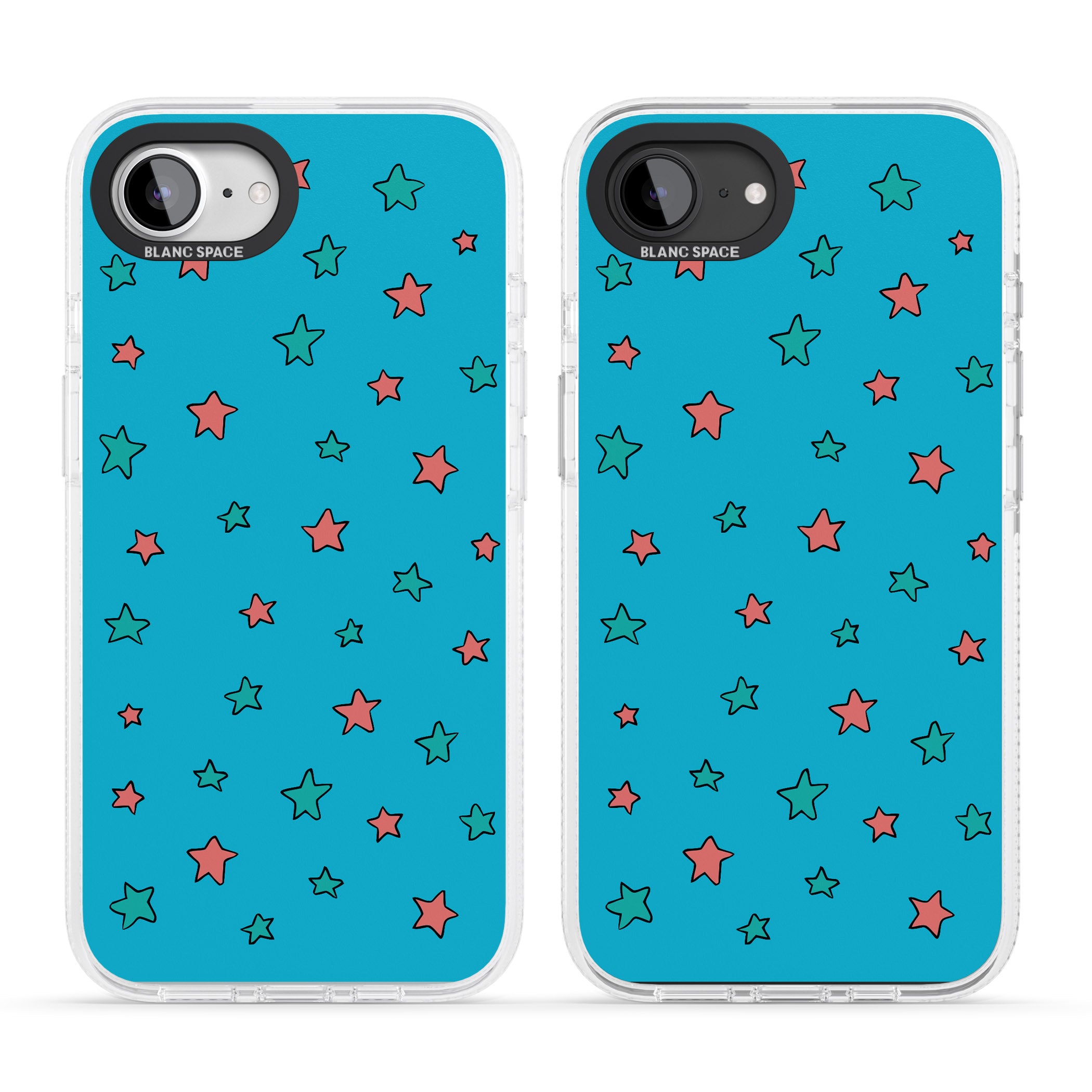 Blue Heartstopper Stars Pattern iPhone 16e Clear Case Impact Air - Blanc Space