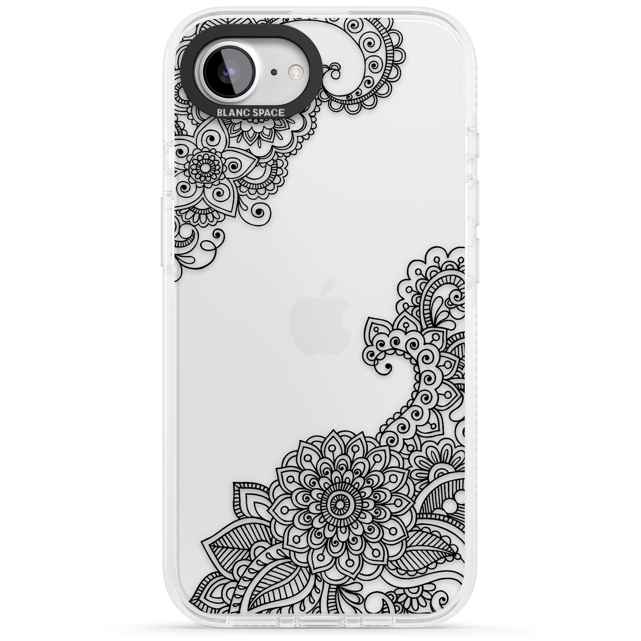Black Henna Botanicals iPhone 16e Clear Case Impact Air - Blanc Space