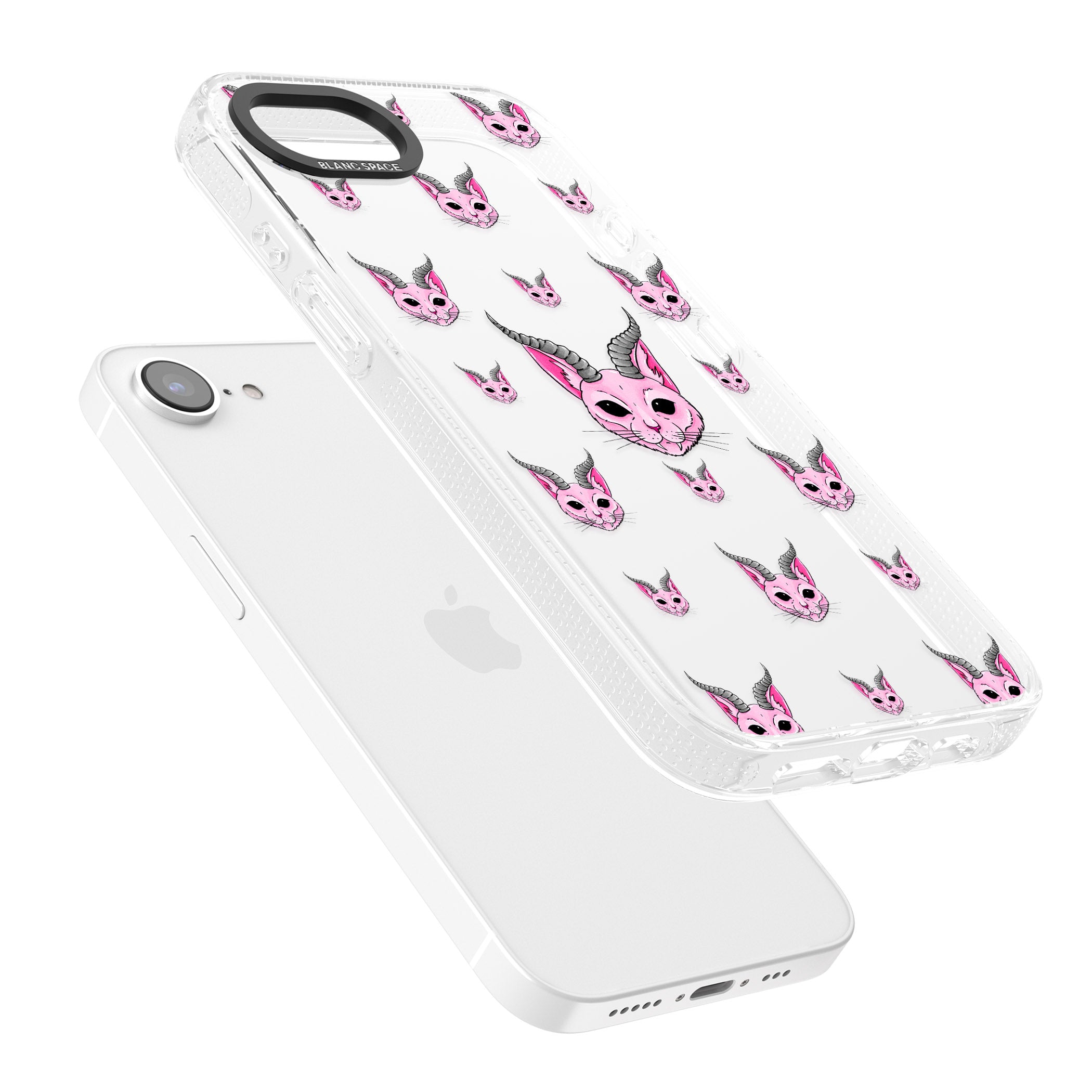 Demon Cat Pattern iPhone 16e Clear Case Impact Air - Blanc Space