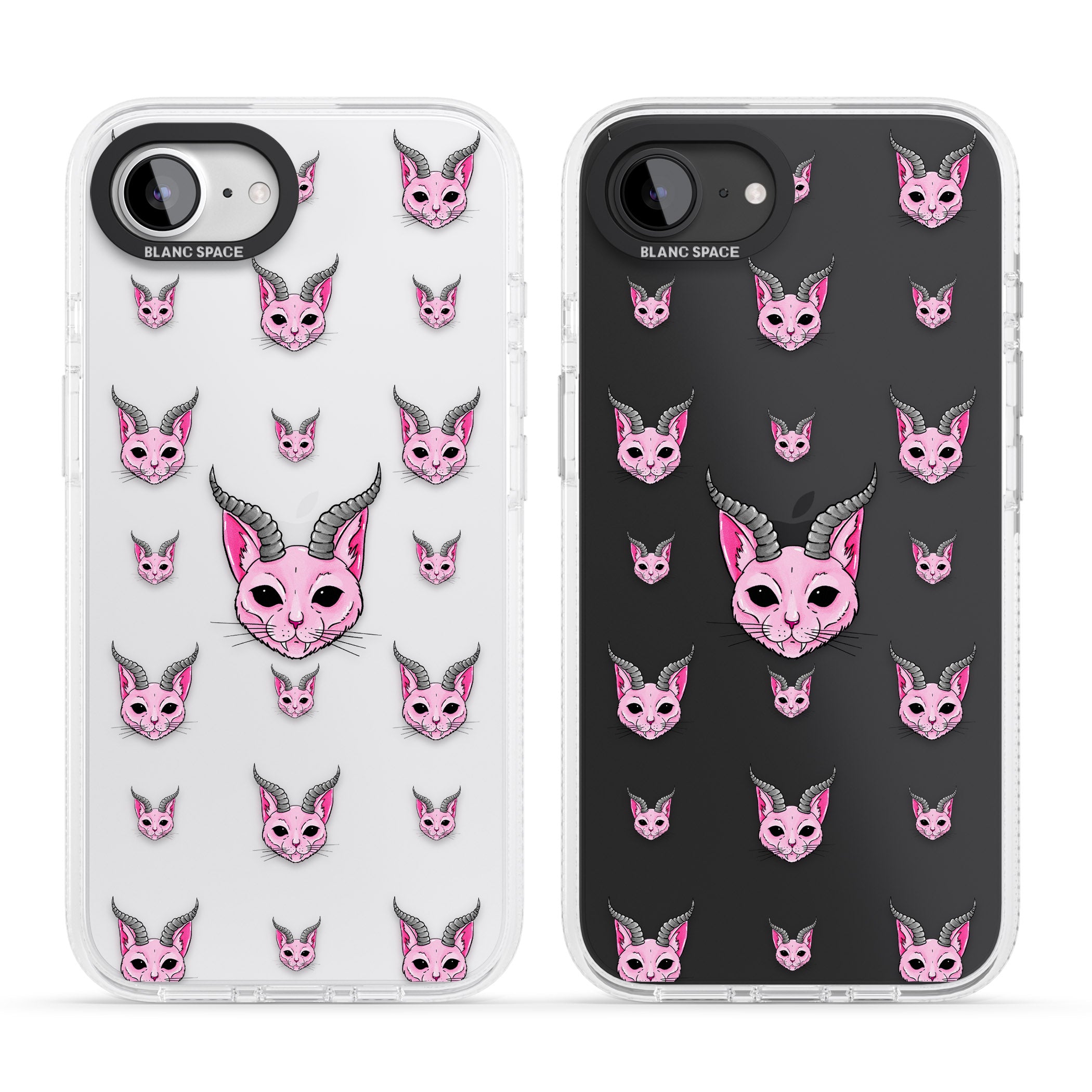 Demon Cat Pattern iPhone 16e Clear Case Impact Air - Blanc Space