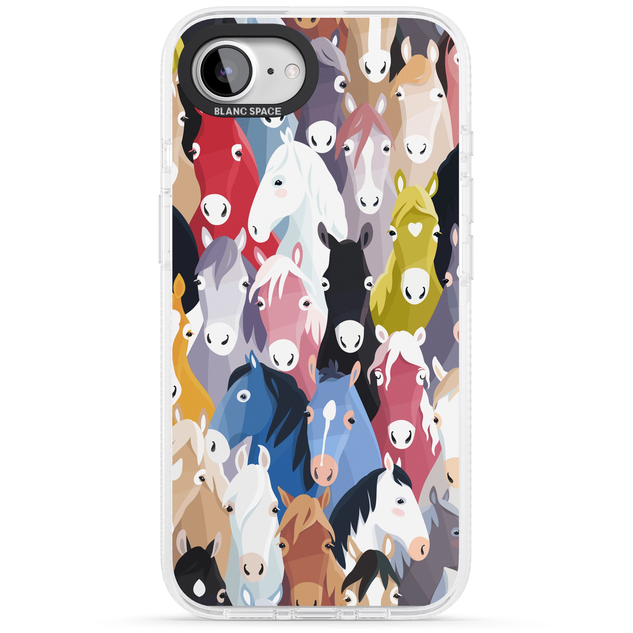 Colourful Horse Pattern iPhone 16e Clear Case Impact Air - Blanc Space