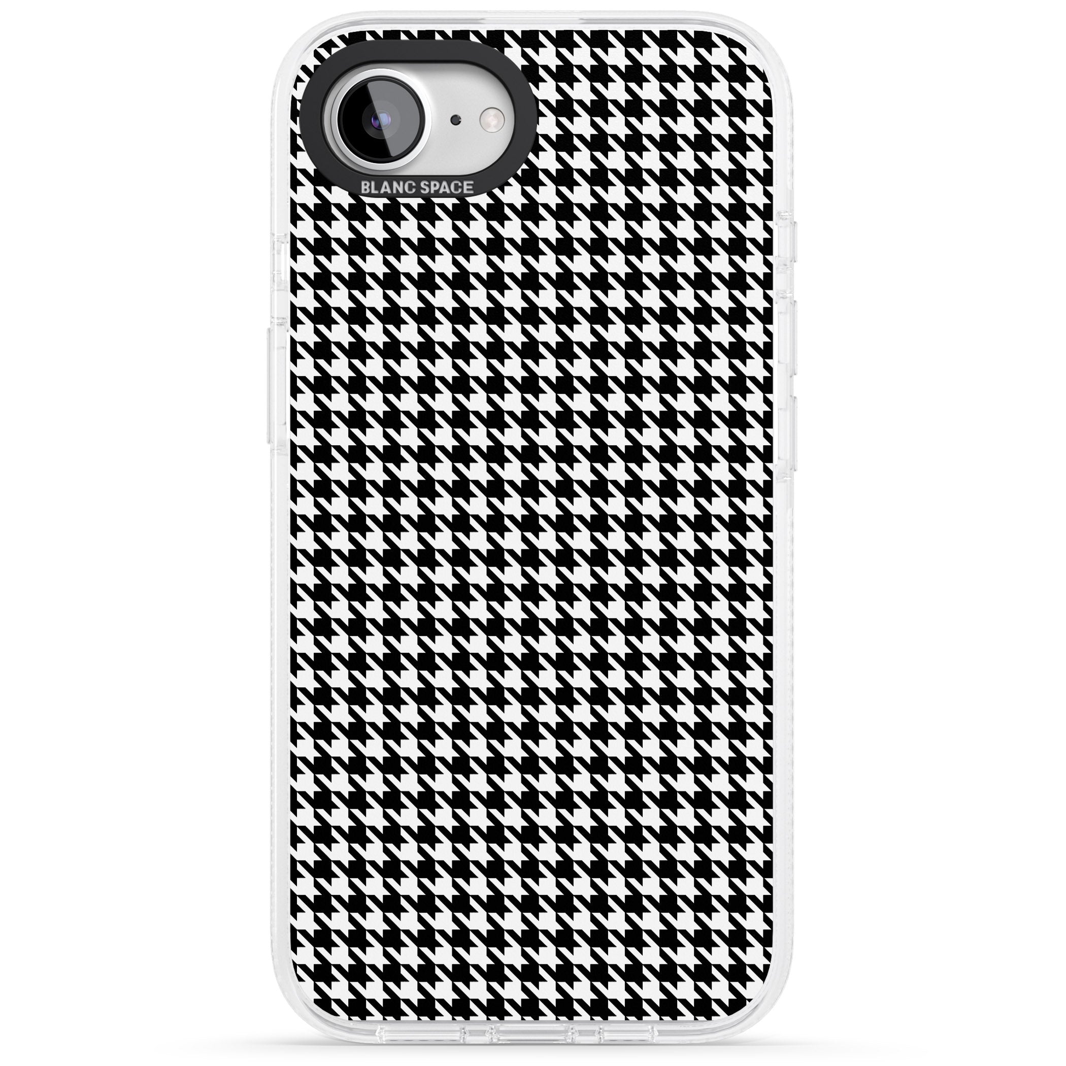 Black Houndstooth Pattern iPhone 16e Clear Case Impact Air - Blanc Space