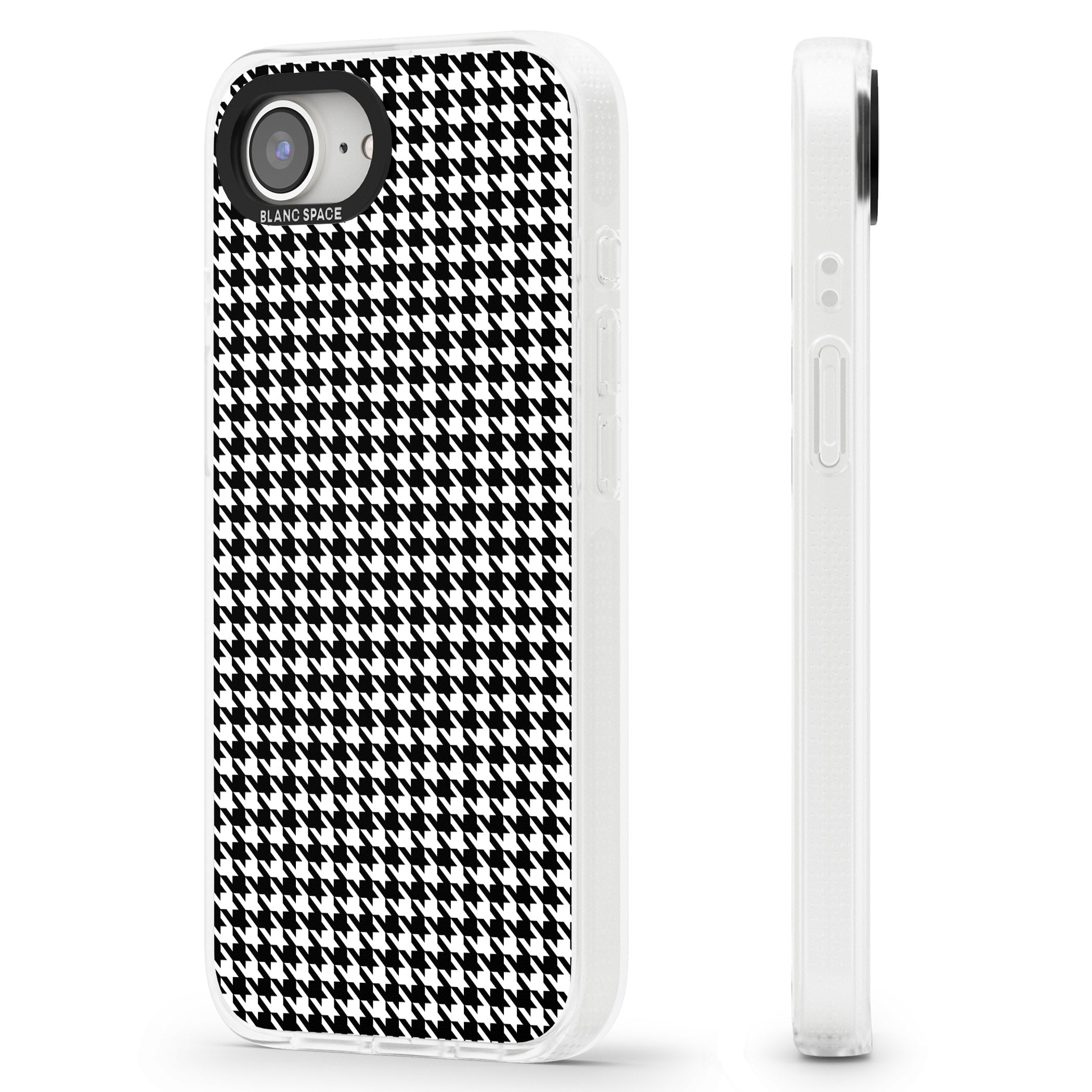 Black Houndstooth Pattern iPhone 16e Clear Case Impact Air - Blanc Space