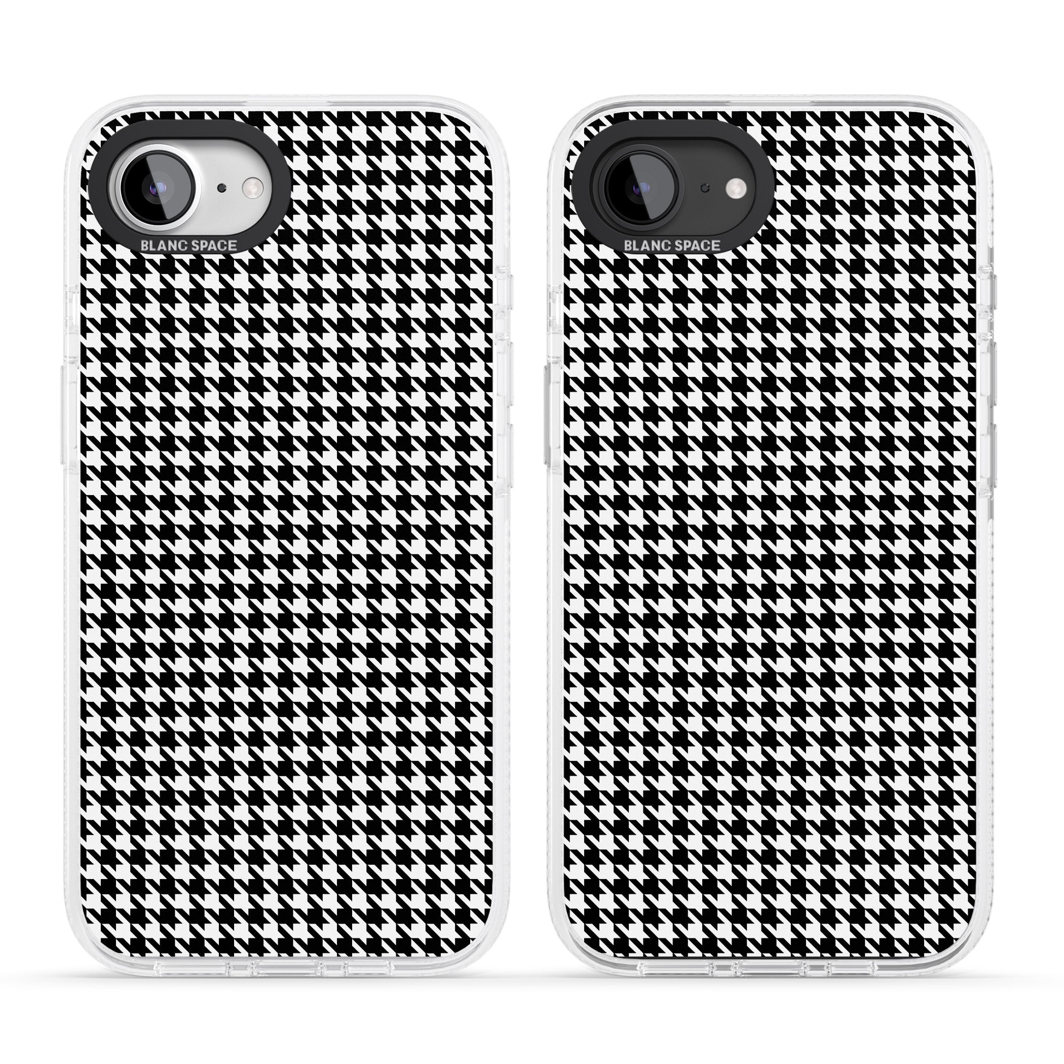Black Houndstooth Pattern iPhone 16e Clear Case Impact Air - Blanc Space