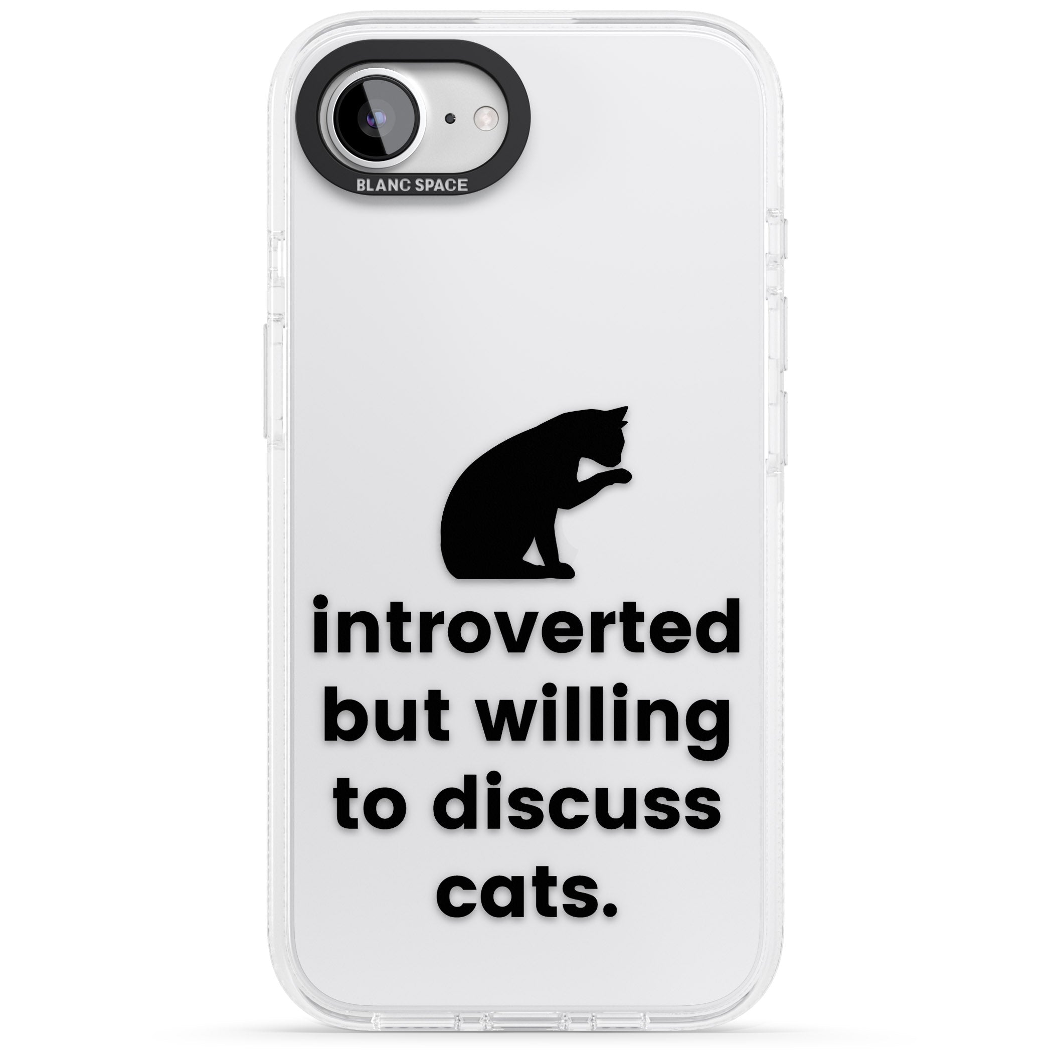 Introverted But Willing To Discuss Cats iPhone 16e Clear Case Impact Air - Blanc Space