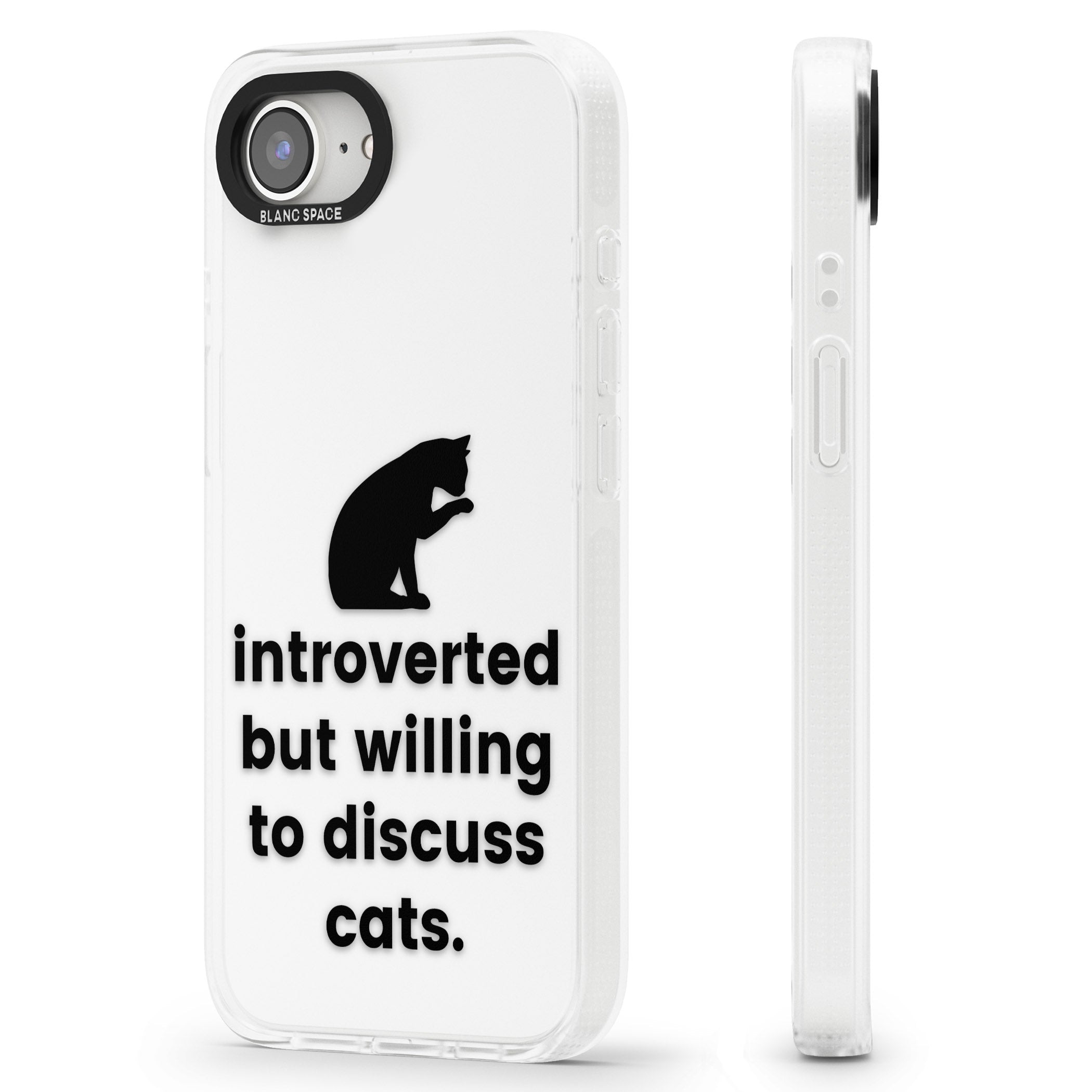 Introverted But Willing To Discuss Cats iPhone 16e Clear Case Impact Air - Blanc Space