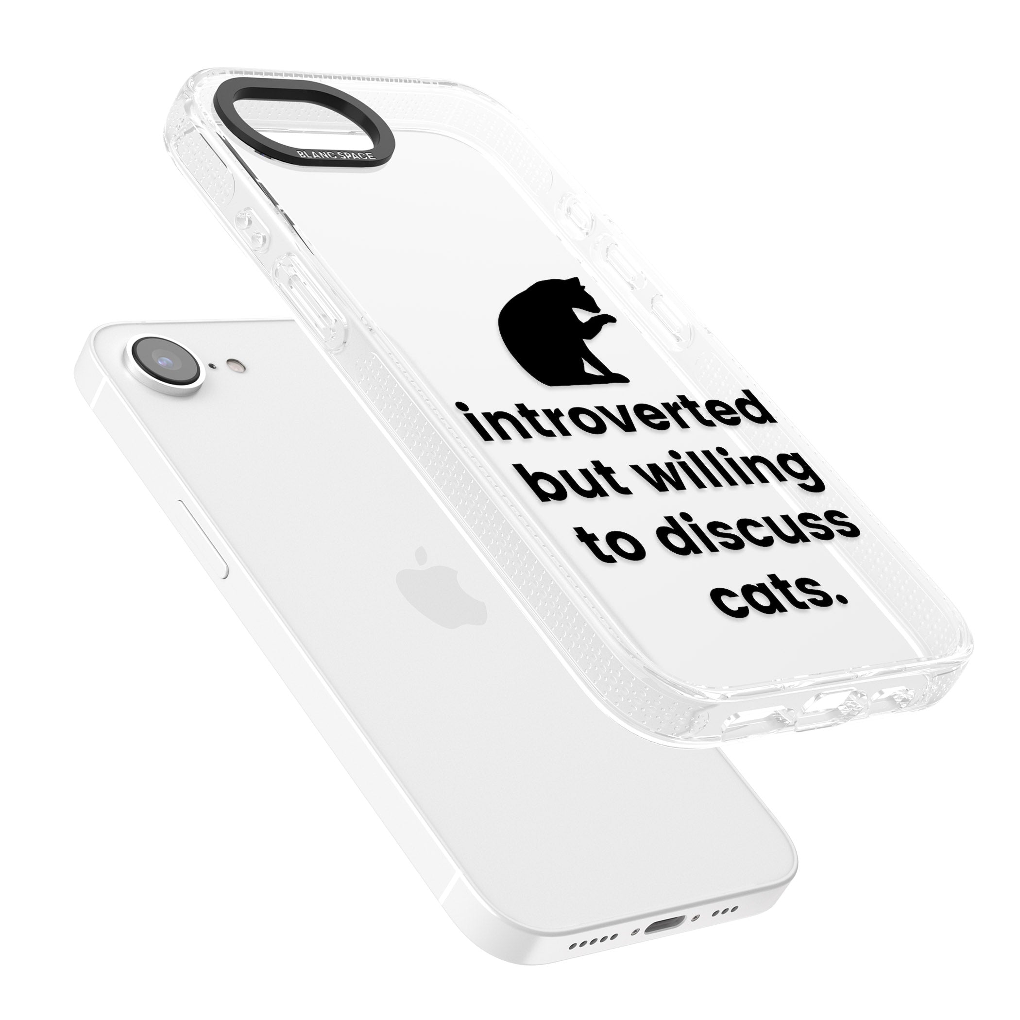 Introverted But Willing To Discuss Cats iPhone 16e Clear Case Impact Air - Blanc Space