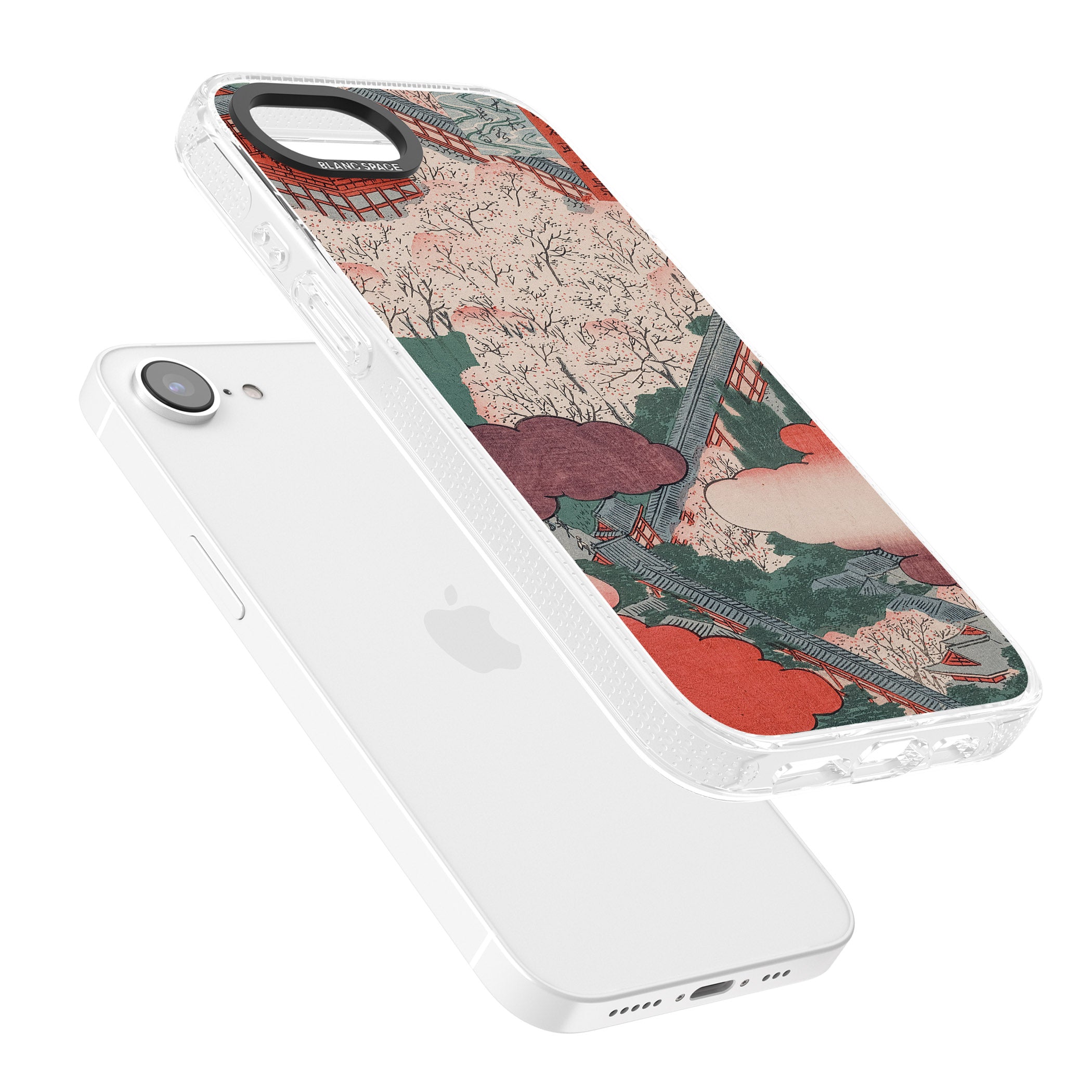 Vintage Japanese Illustrations Japanese City iPhone 16e Clear Case Impact Air - Blanc Space