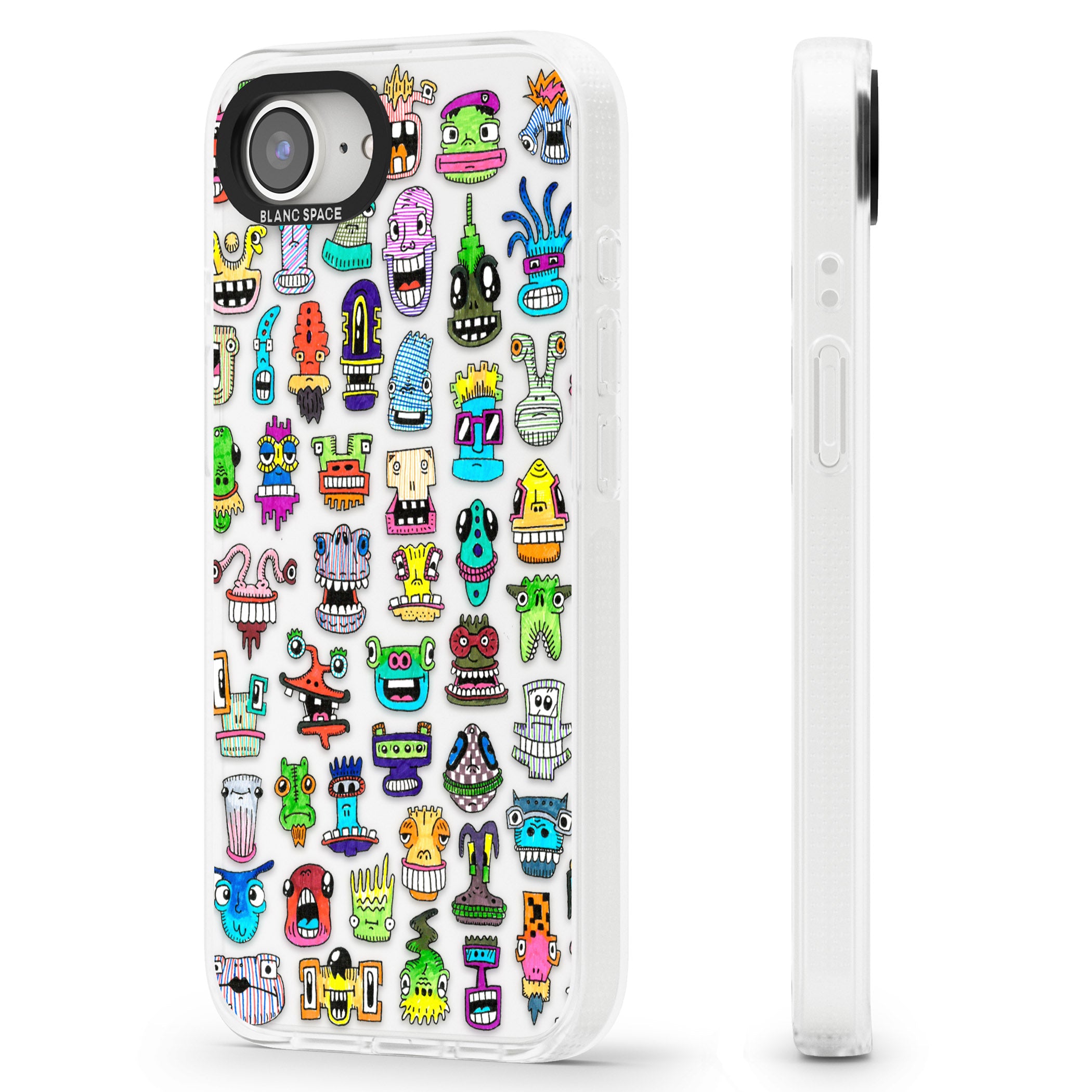 Familiar Faces iPhone 16e Clear Case Impact Air - Blanc Space
