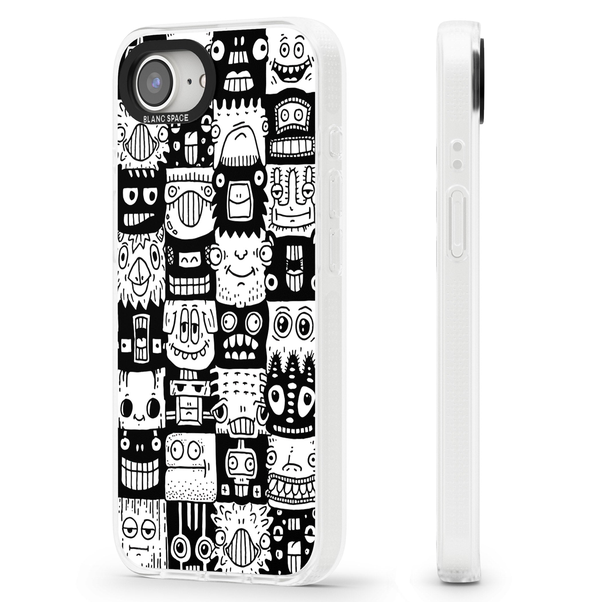 Checkerboard Heads iPhone 16e Clear Case Impact Air - Blanc Space
