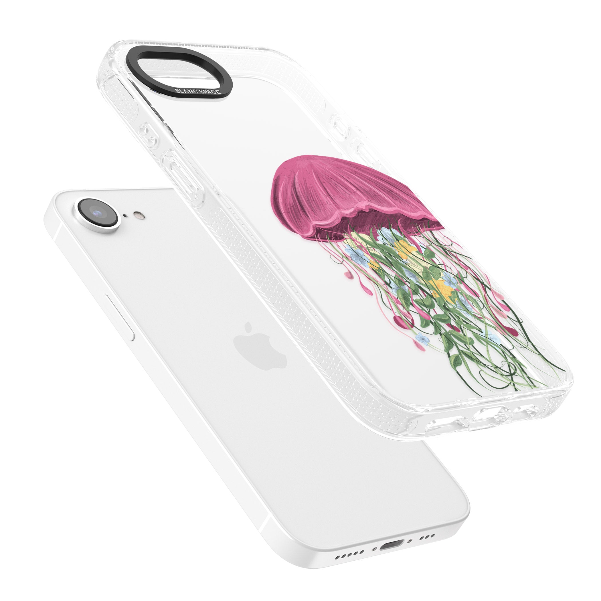 Botanical Jellyfish iPhone 16e Clear Case Impact Air - Blanc Space