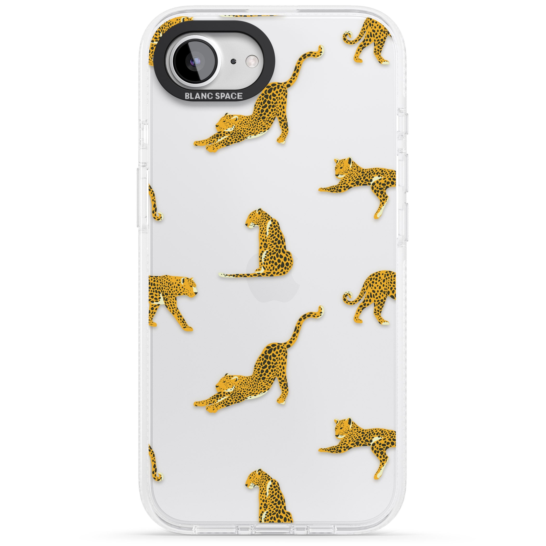 Clear Jaguar Jungle Cat Pattern iPhone 16e Clear Case Impact Air - Blanc Space