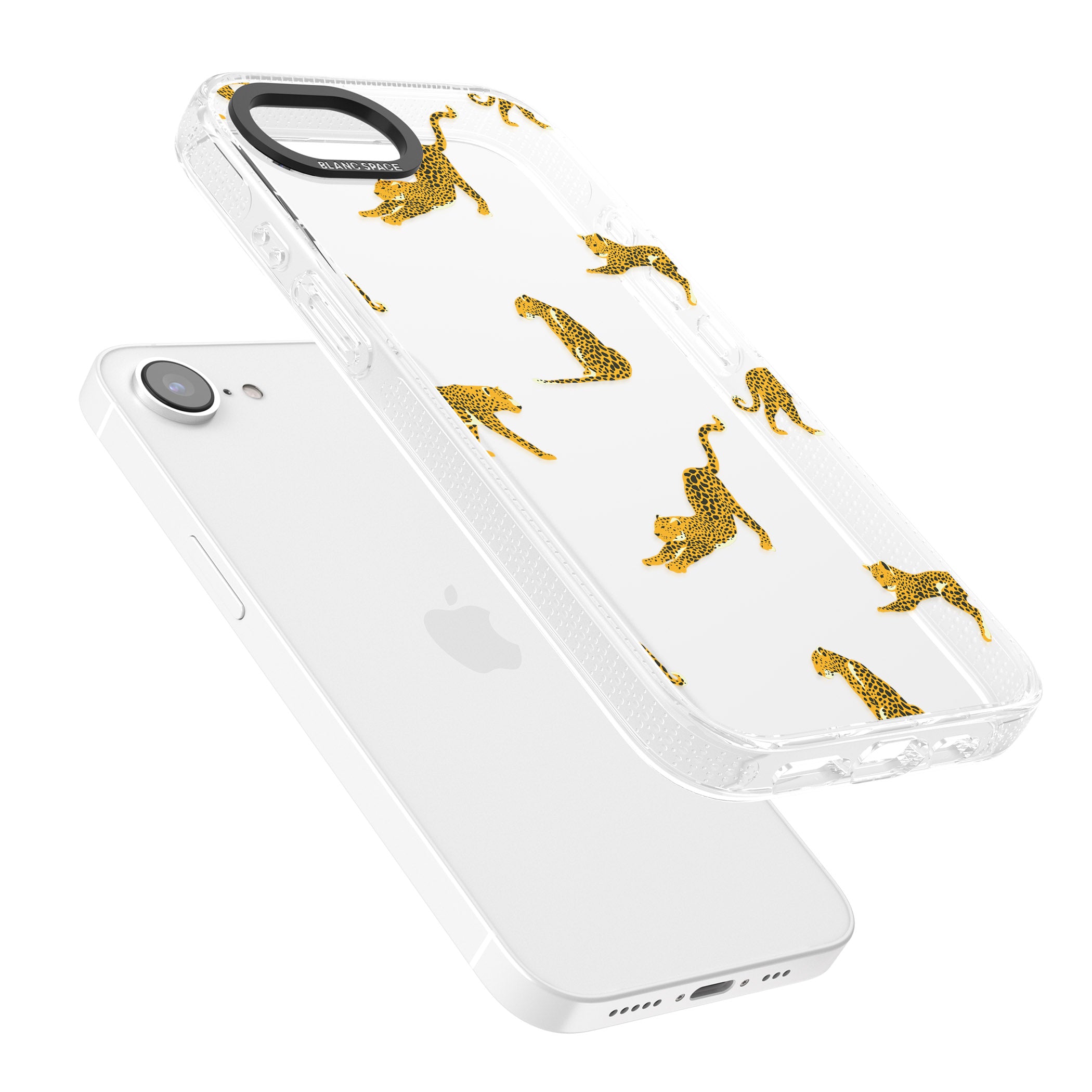 Clear Jaguar Jungle Cat Pattern iPhone 16e Clear Case Impact Air - Blanc Space