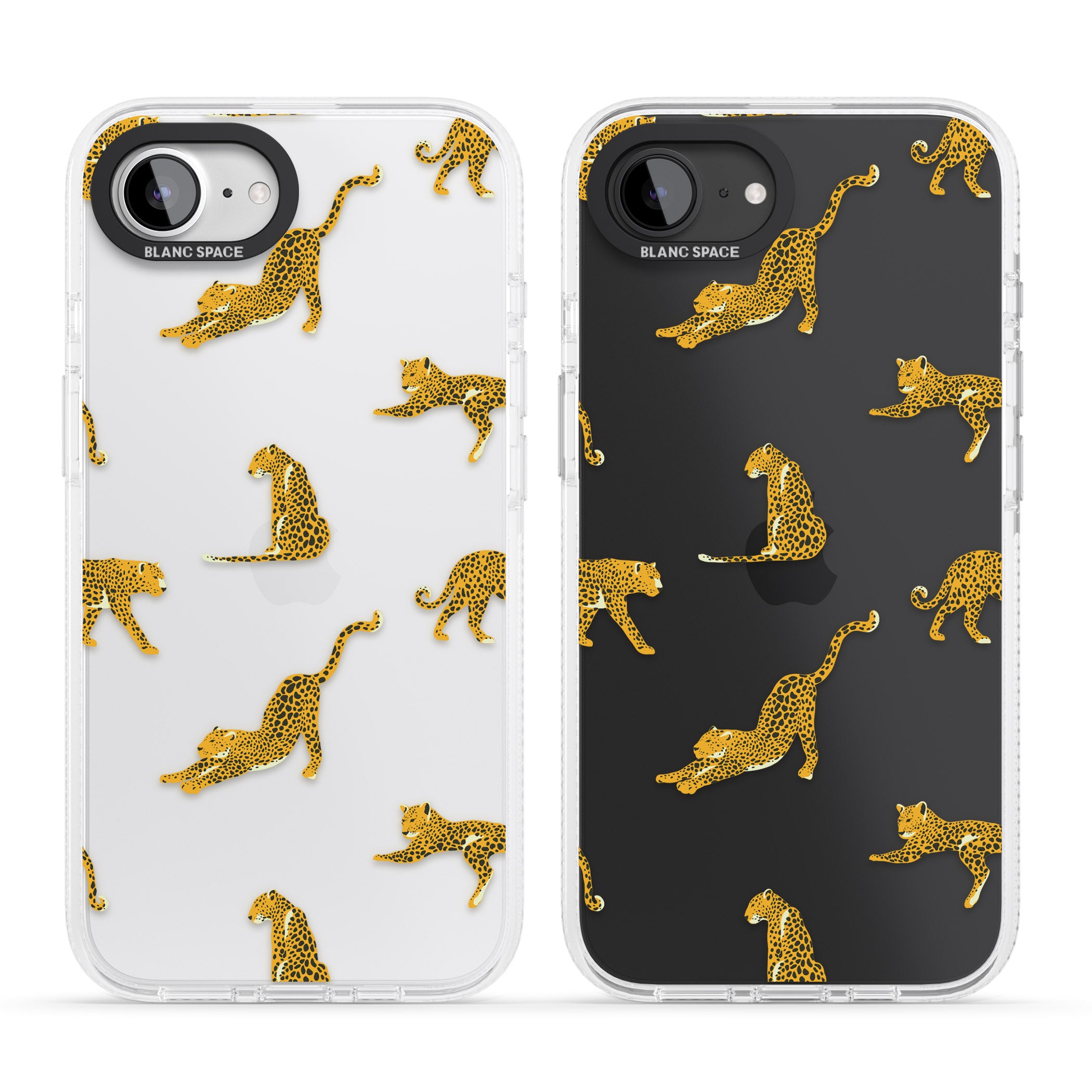 Clear Jaguar Jungle Cat Pattern iPhone 16e Clear Case Impact Air - Blanc Space