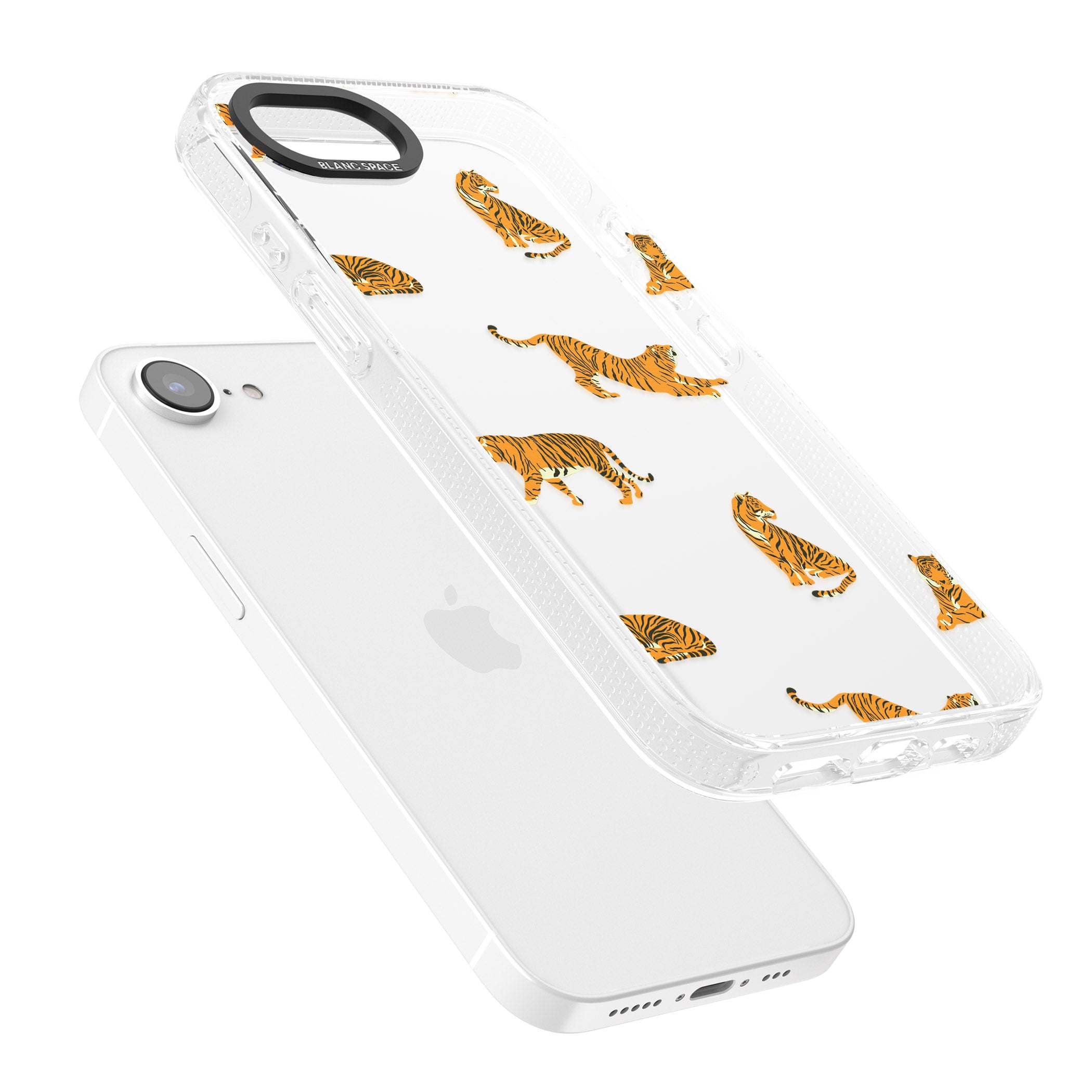 Clear Tiger Jungle Cat Pattern iPhone 16e Clear Case Impact Air - Blanc Space
