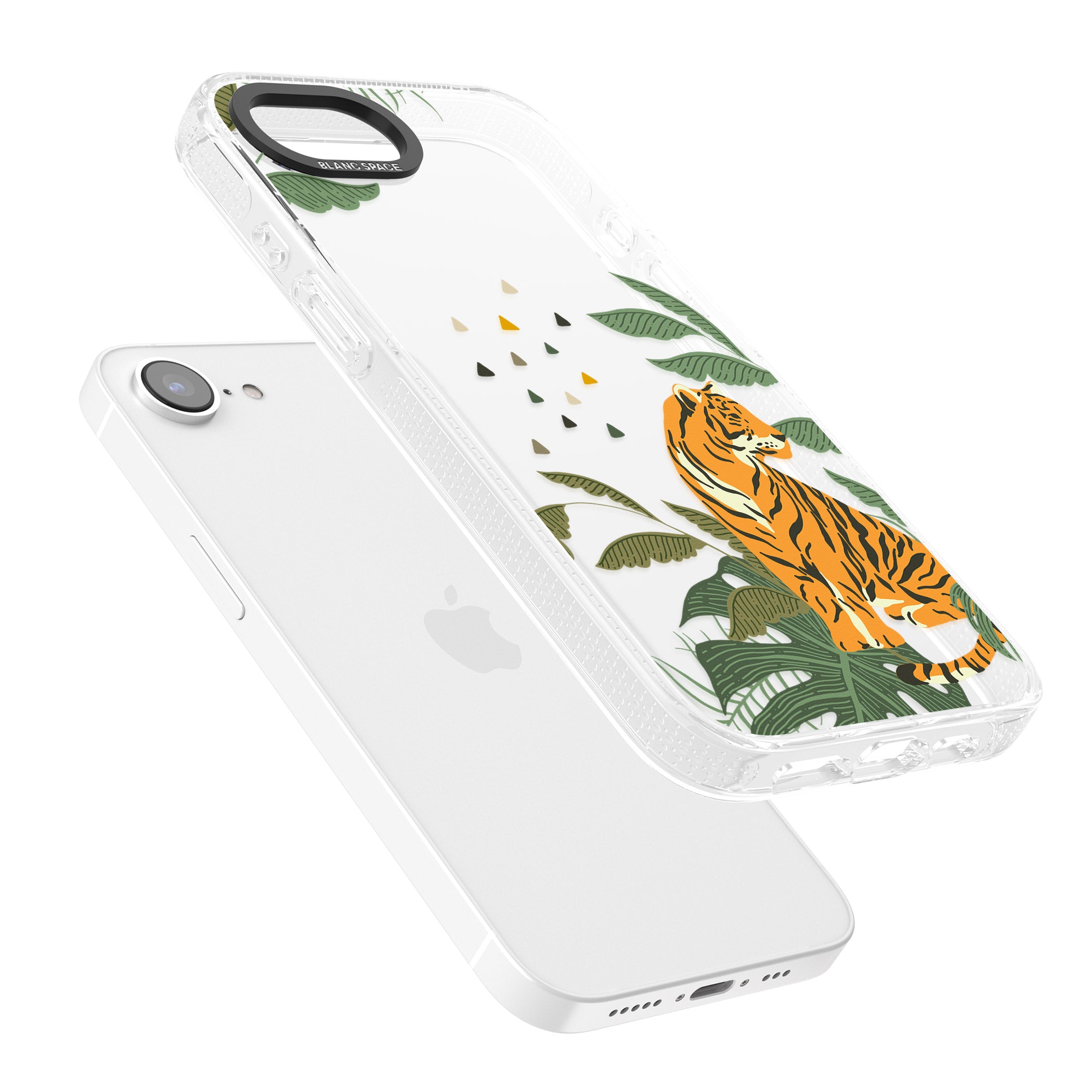 Large Tiger Clear Jungle Cat Pattern iPhone 16e Clear Case Impact Air - Blanc Space