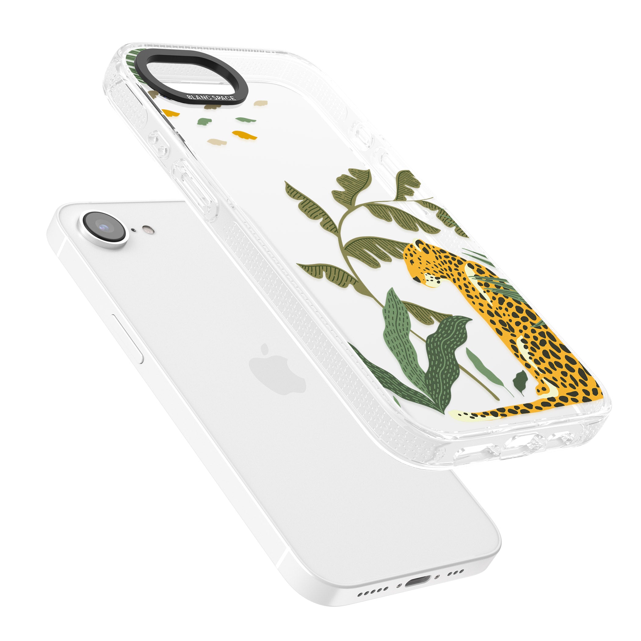 Large Jaguar Clear Jungle Cat Pattern iPhone 16e Clear Case Impact Air - Blanc Space