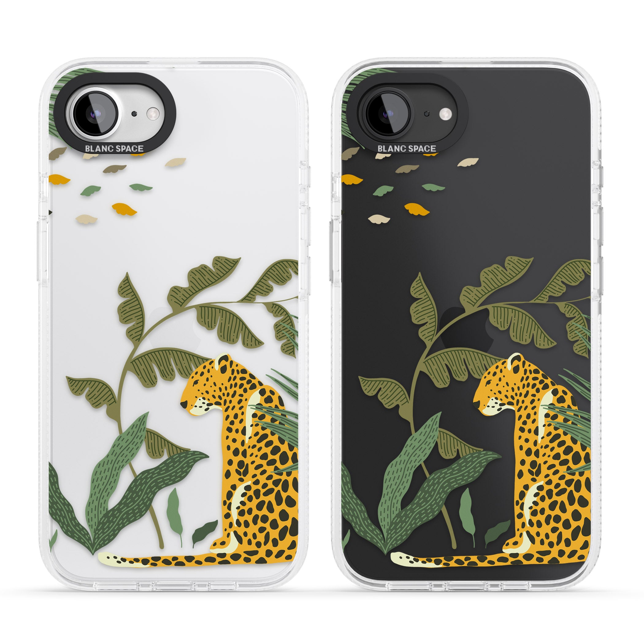 Large Jaguar Clear Jungle Cat Pattern iPhone 16e Clear Case Impact Air - Blanc Space