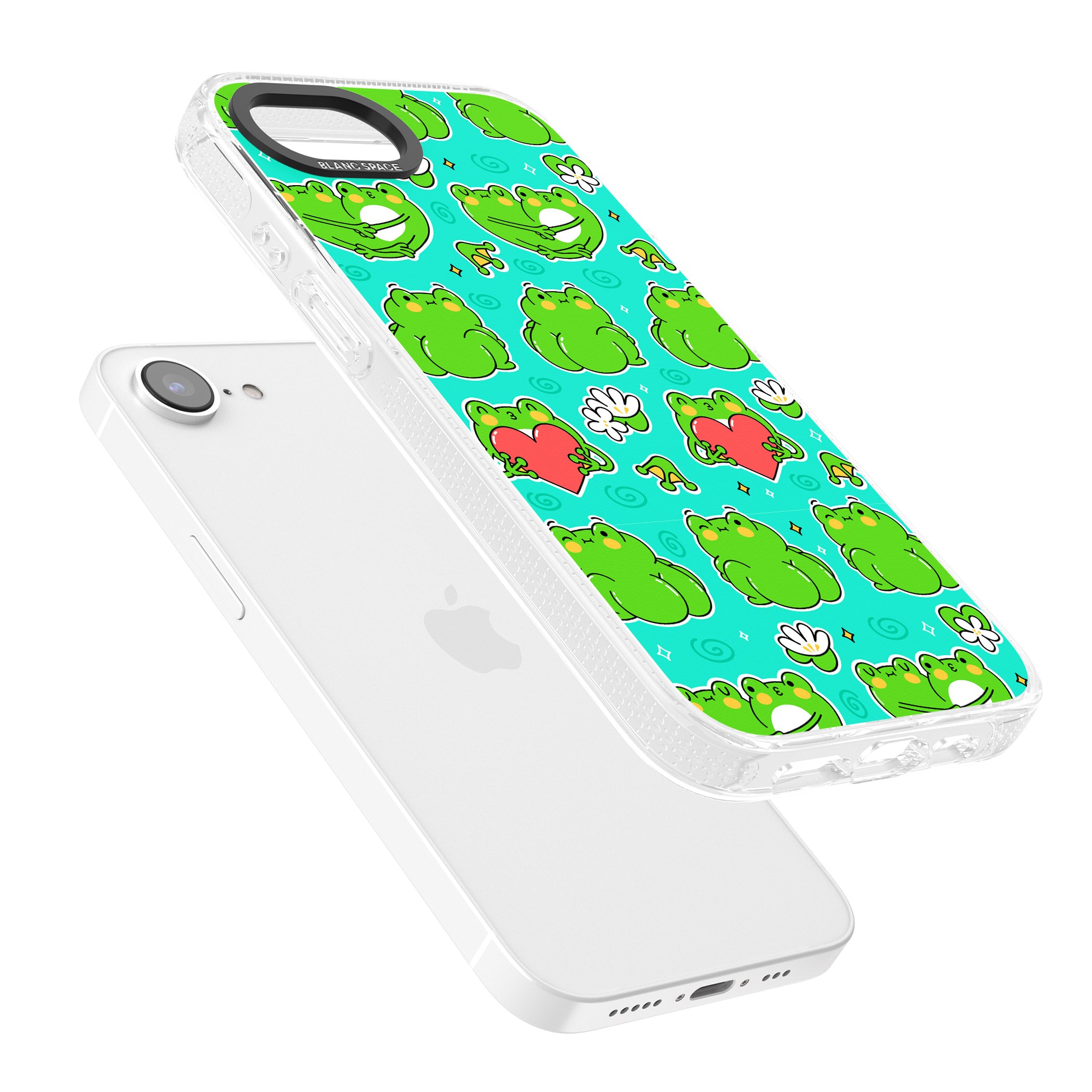 Frog Booty Kawaii Pattern iPhone 16e Clear Case Impact Air - Blanc Space