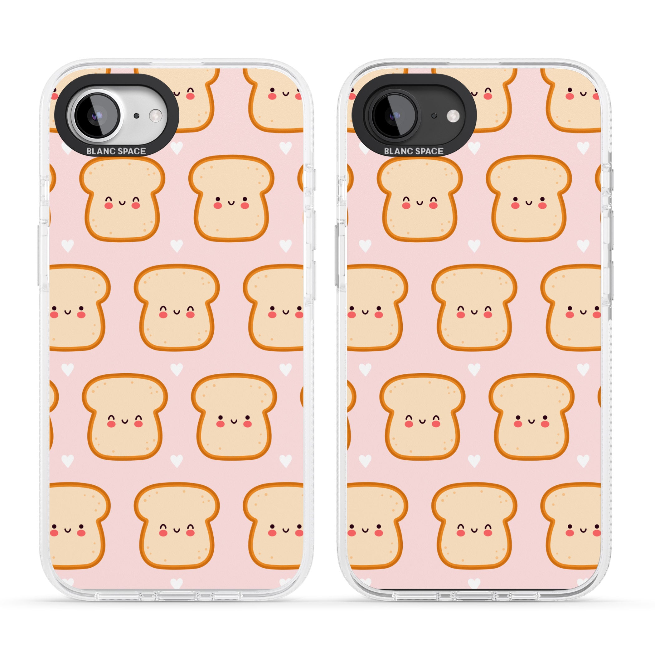 Bread Faces Kawaii Pattern iPhone 16e Clear Case Impact Air - Blanc Space
