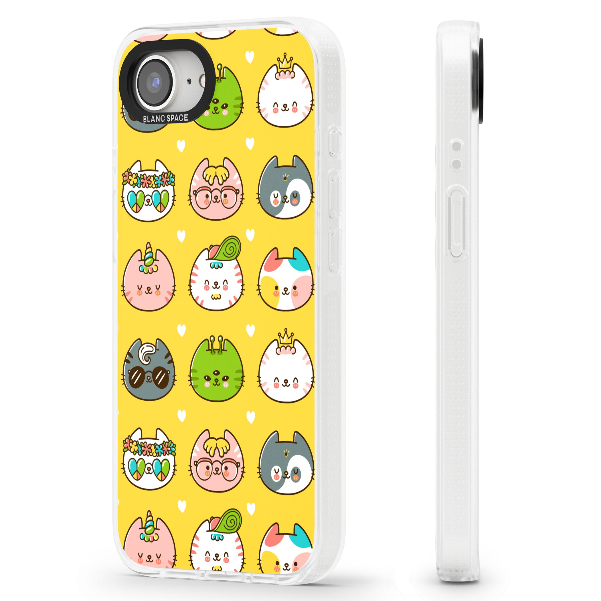 Mythical Cats Kawaii Pattern iPhone 16e Clear Case Impact Air - Blanc Space