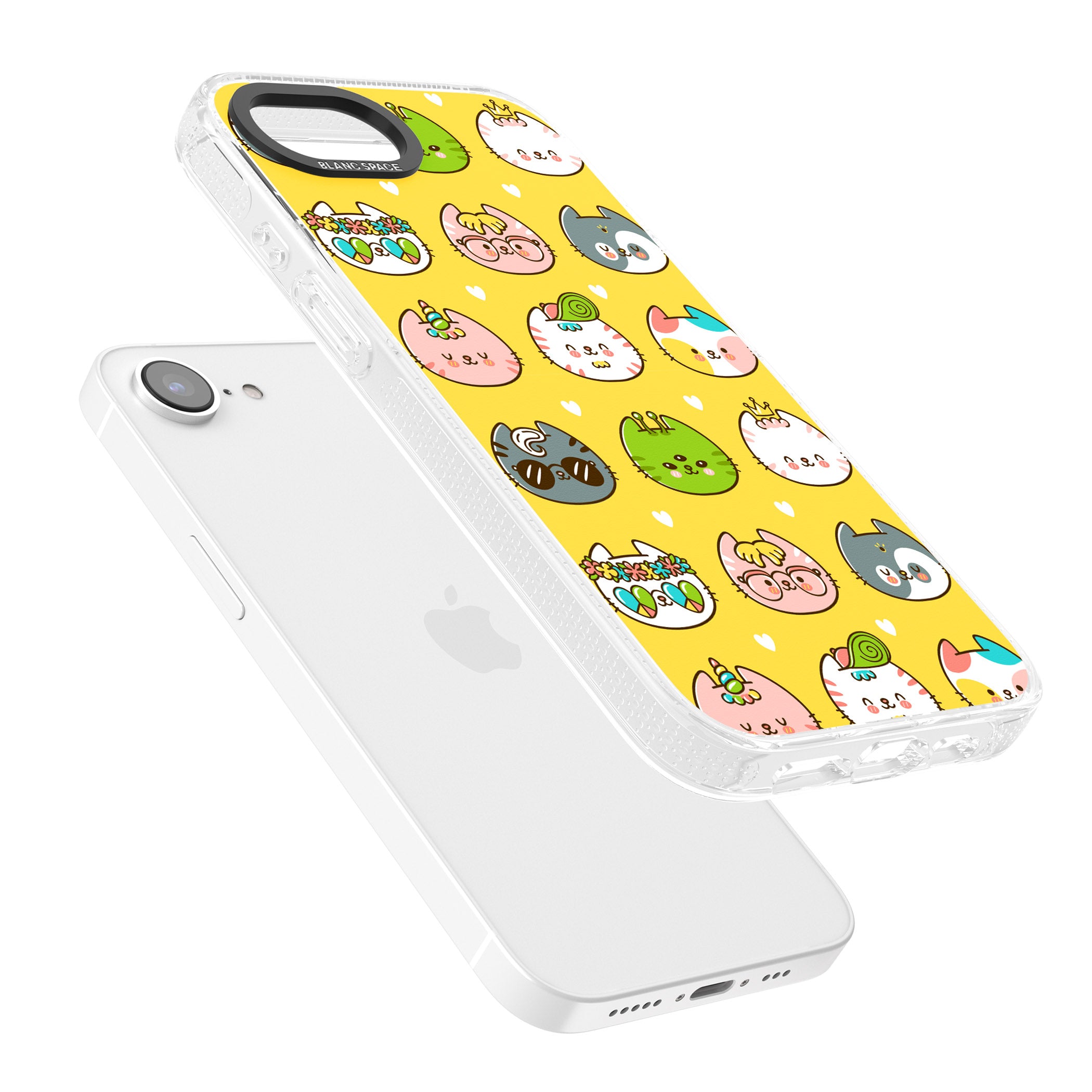 Mythical Cats Kawaii Pattern iPhone 16e Clear Case Impact Air - Blanc Space