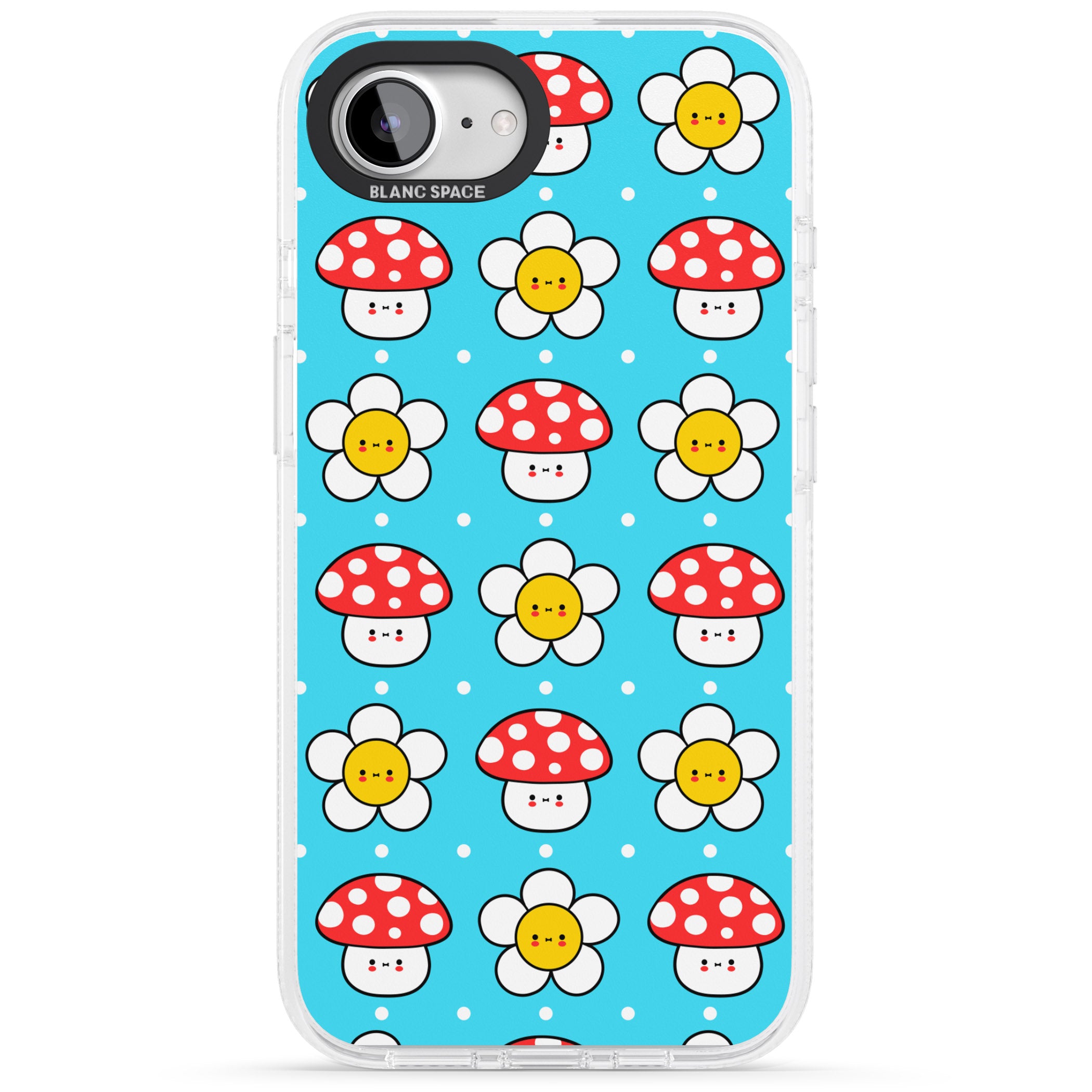 Shroom Bunnies Kawaii Pattern iPhone 16e Clear Case Impact Air - Blanc Space