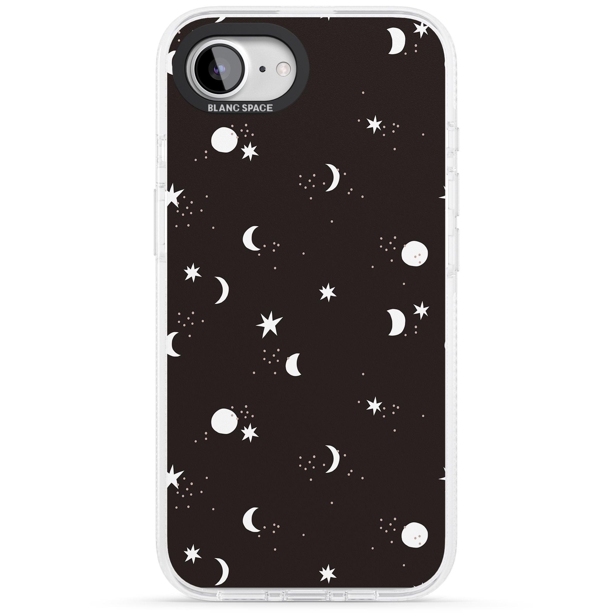 Funky Moons & Stars iPhone 16e Clear Case Impact Air - Blanc Space