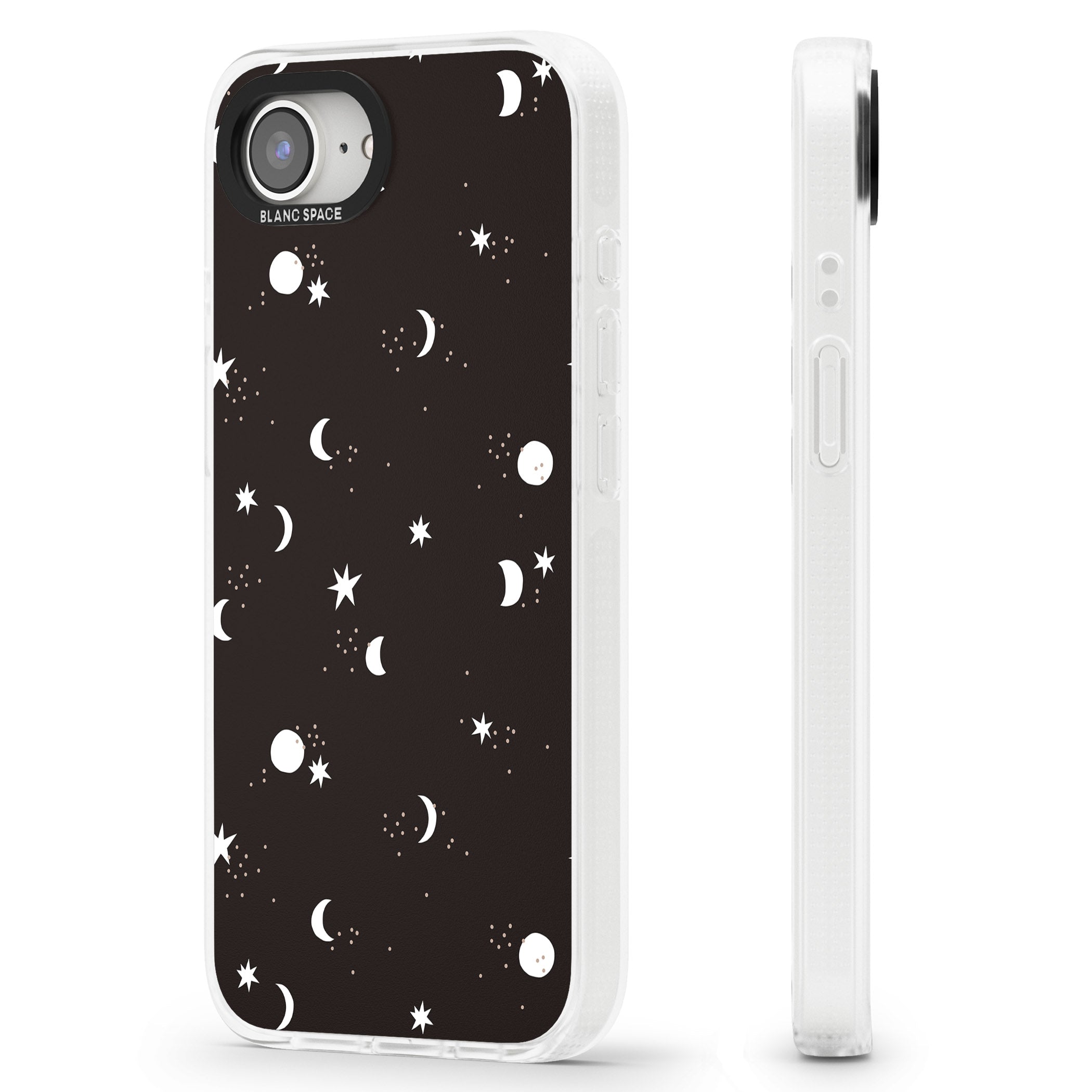 Funky Moons & Stars iPhone 16e Clear Case Impact Air - Blanc Space