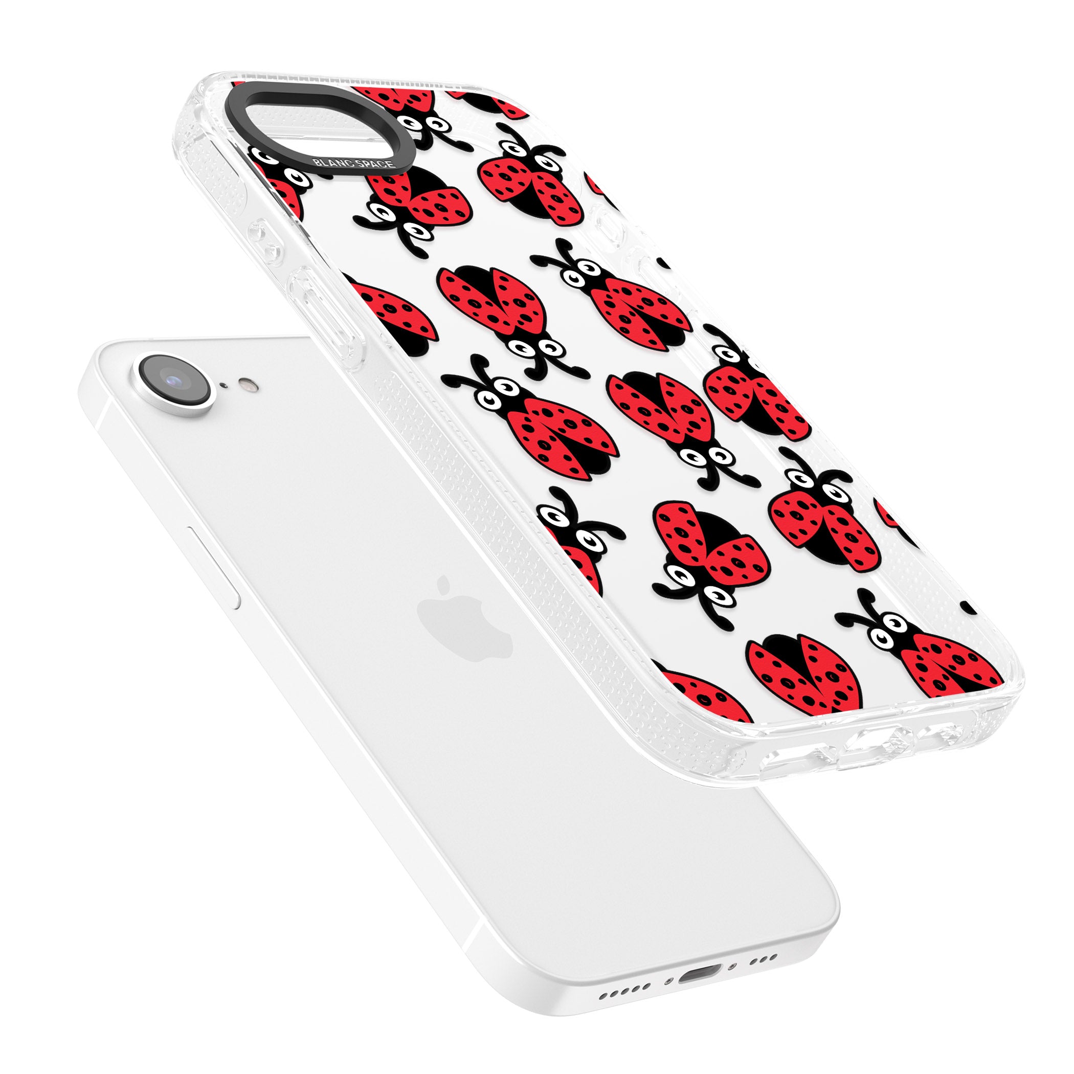 Ladybug Pattern iPhone 16e Clear Case Impact Air - Blanc Space