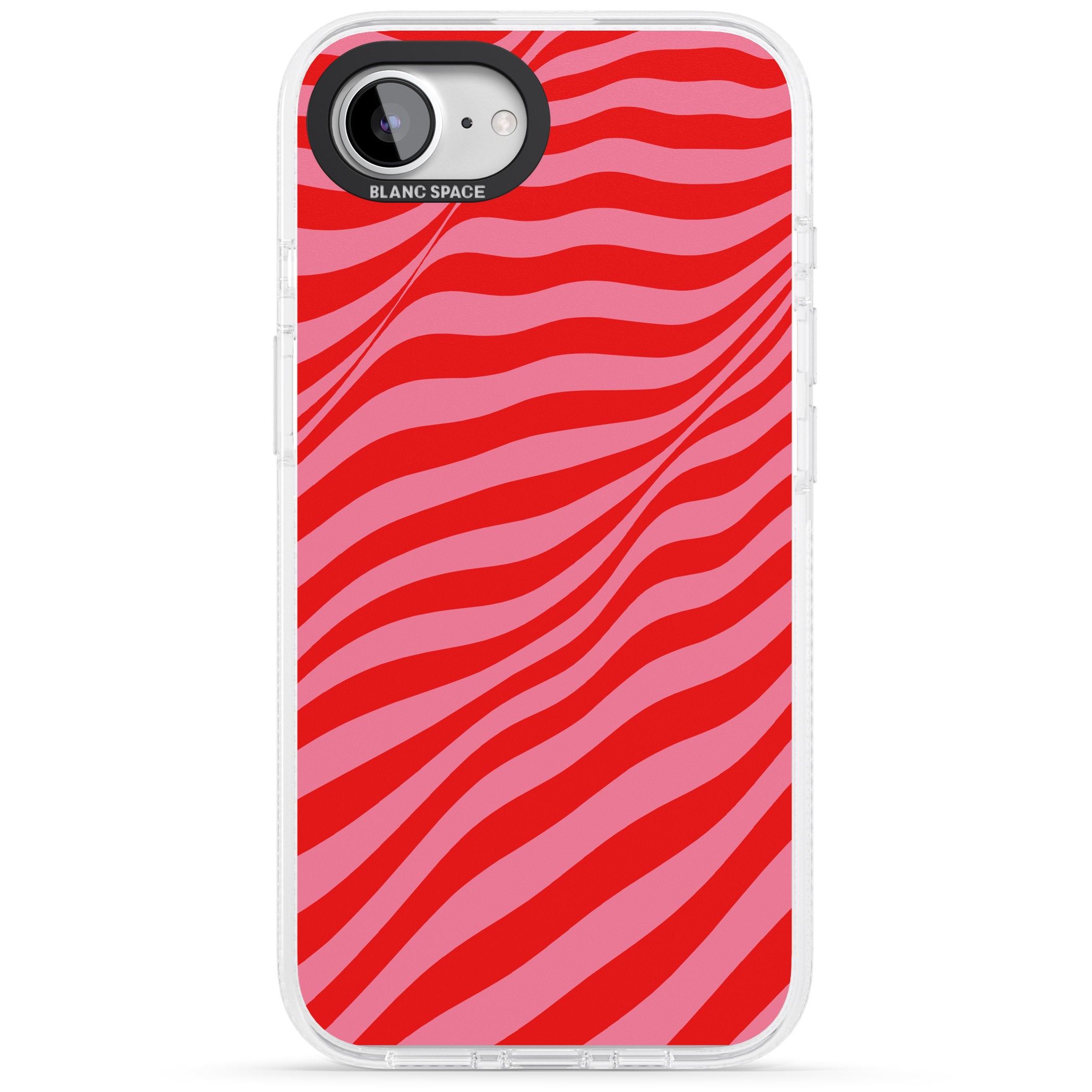 Pink & Red Distorted Line iPhone 16e Clear Case Impact Air - Blanc Space