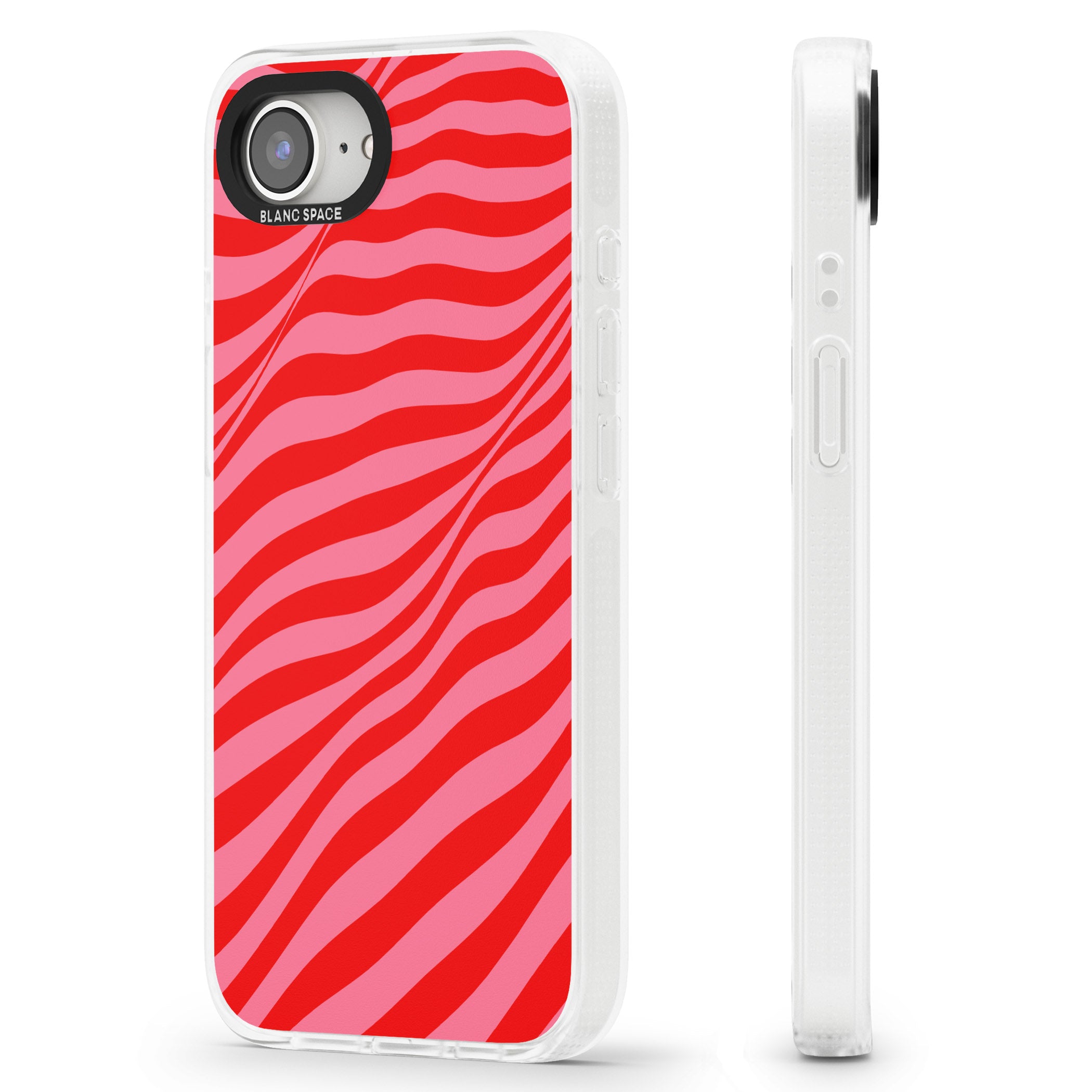 Pink & Red Distorted Line iPhone 16e Clear Case Impact Air - Blanc Space