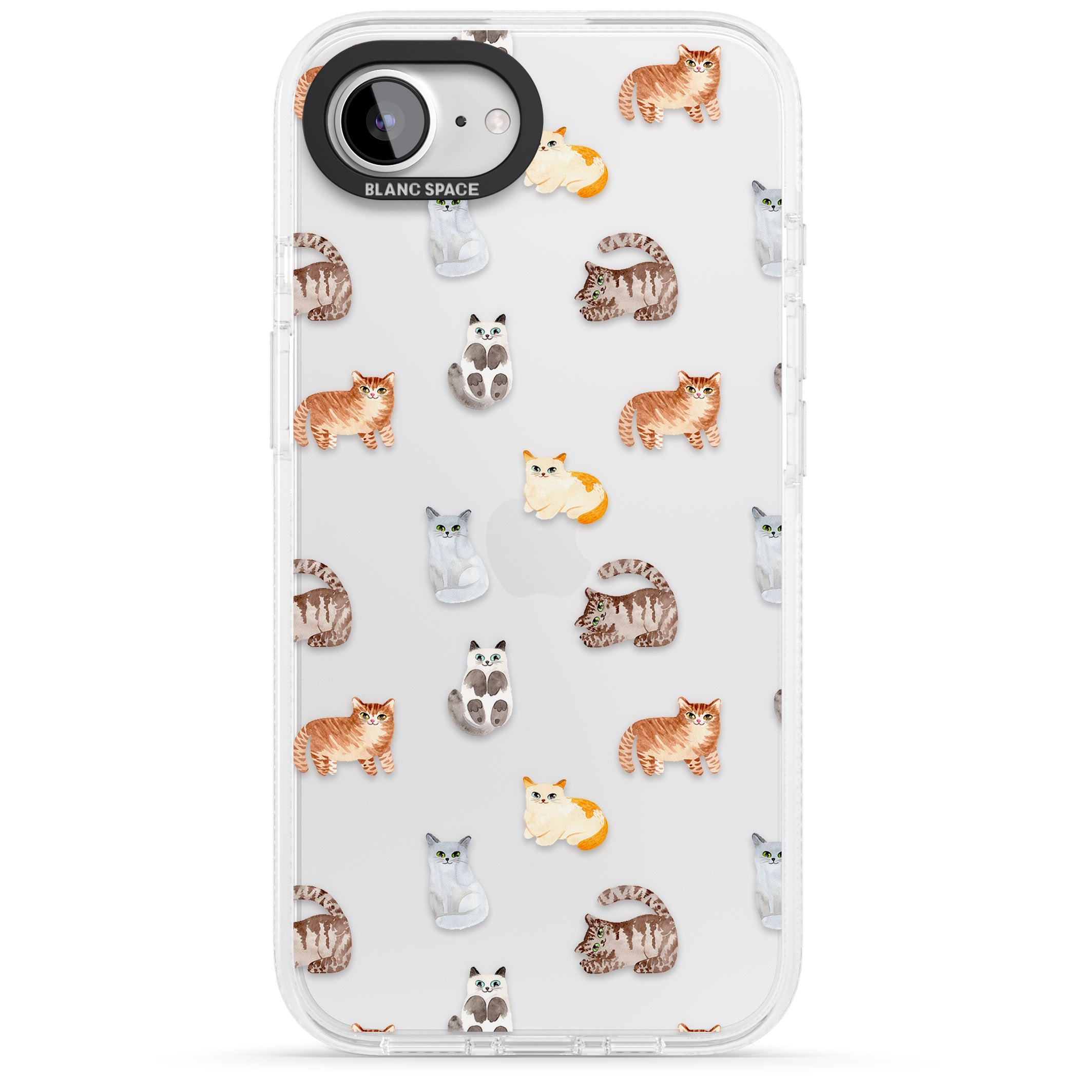 Cute Cat Pattern - Clear iPhone 16e Clear Case Impact Air - Blanc Space