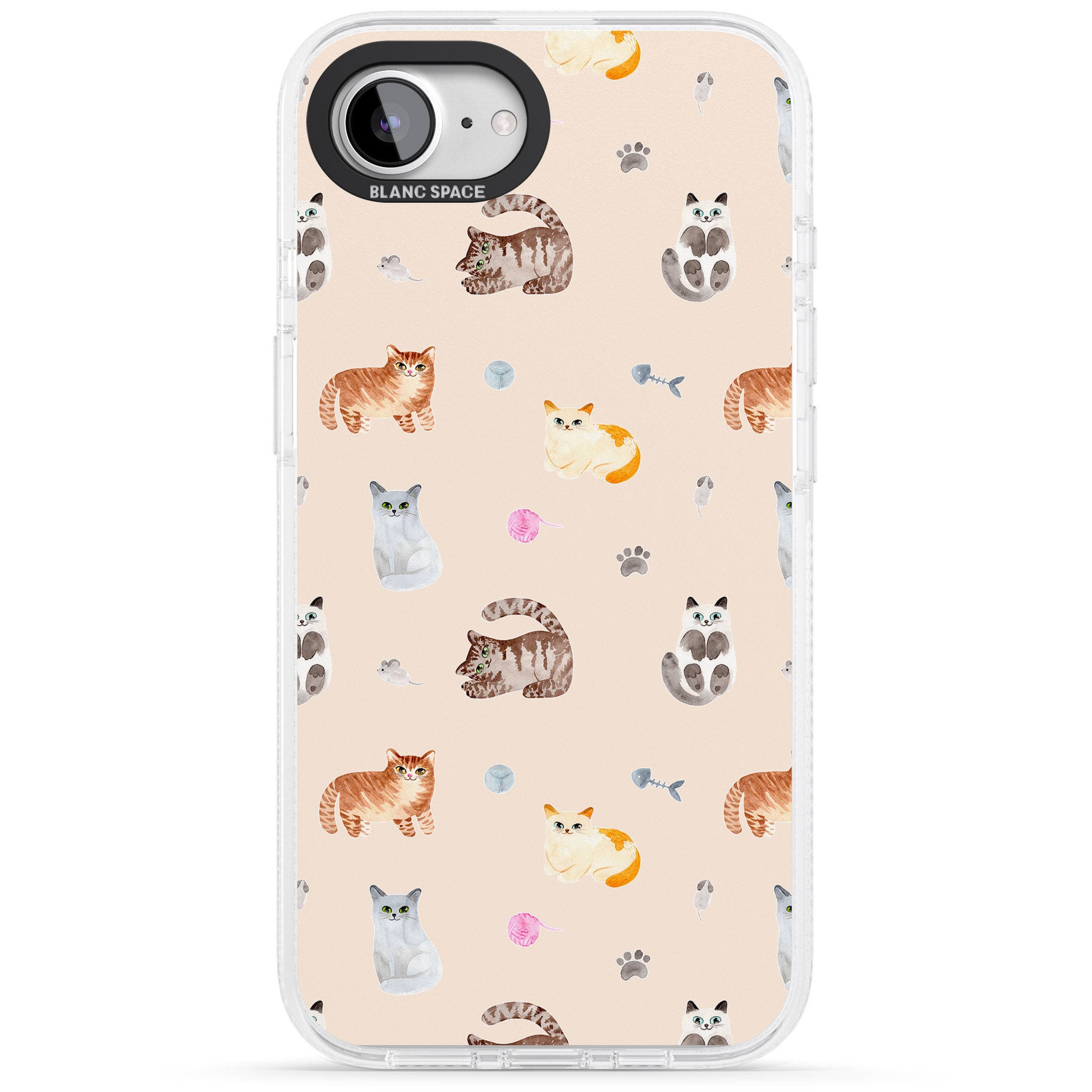 Cats with Toys iPhone 16e Clear Case Impact Air - Blanc Space