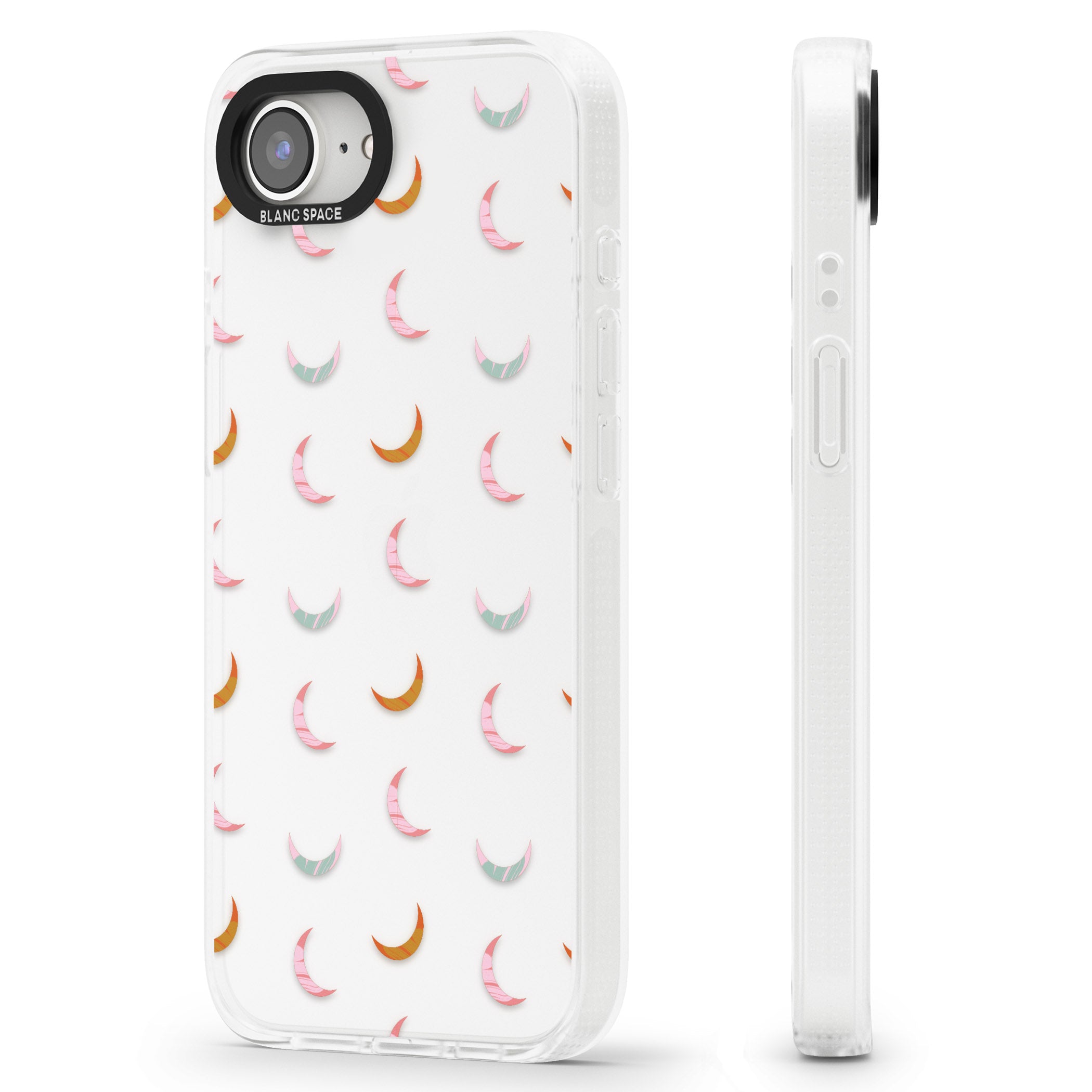 Colourful Crescent Moons iPhone 16e Clear Case Impact Air - Blanc Space