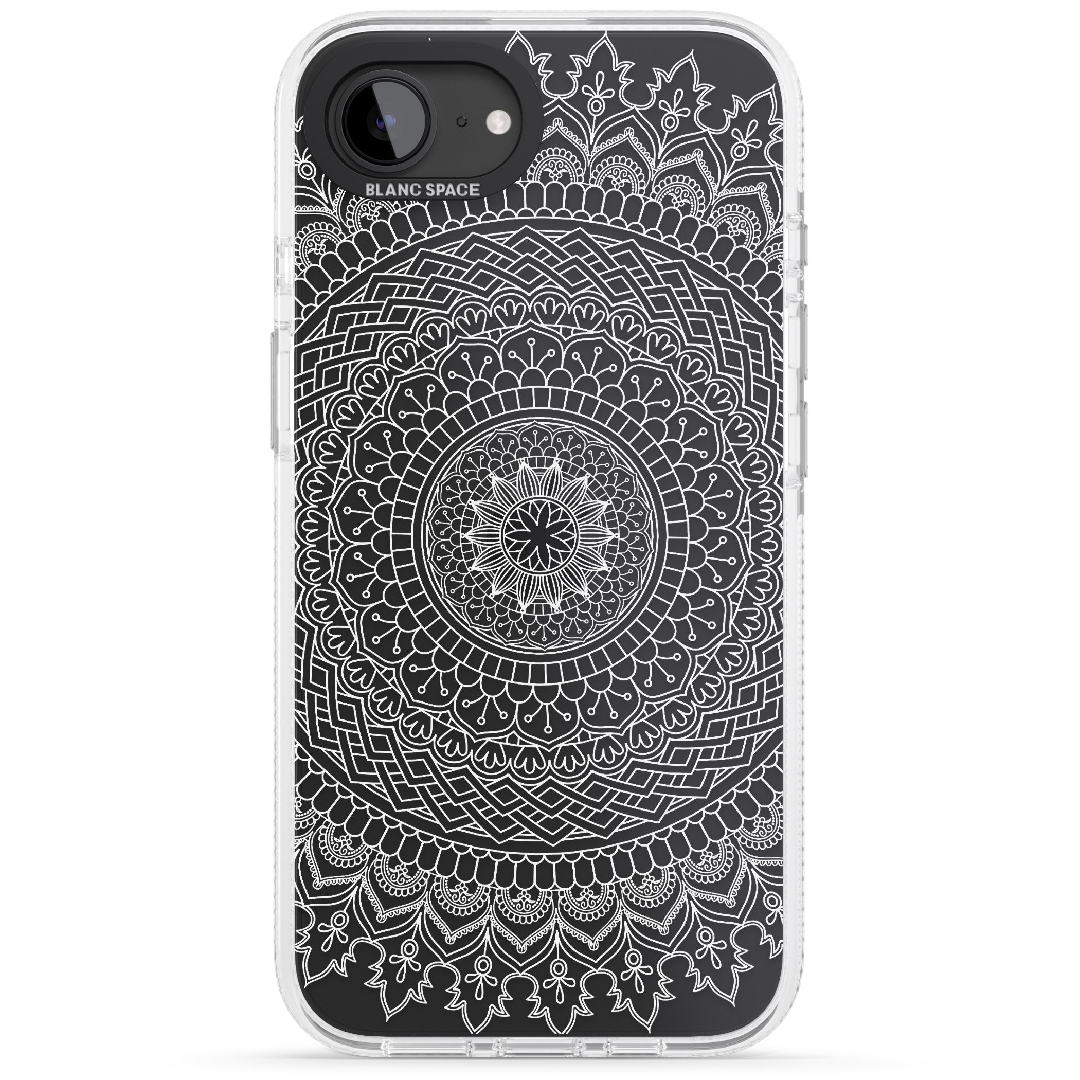 Large White Mandala Design iPhone 16e Clear Case Impact Air - Blanc Space