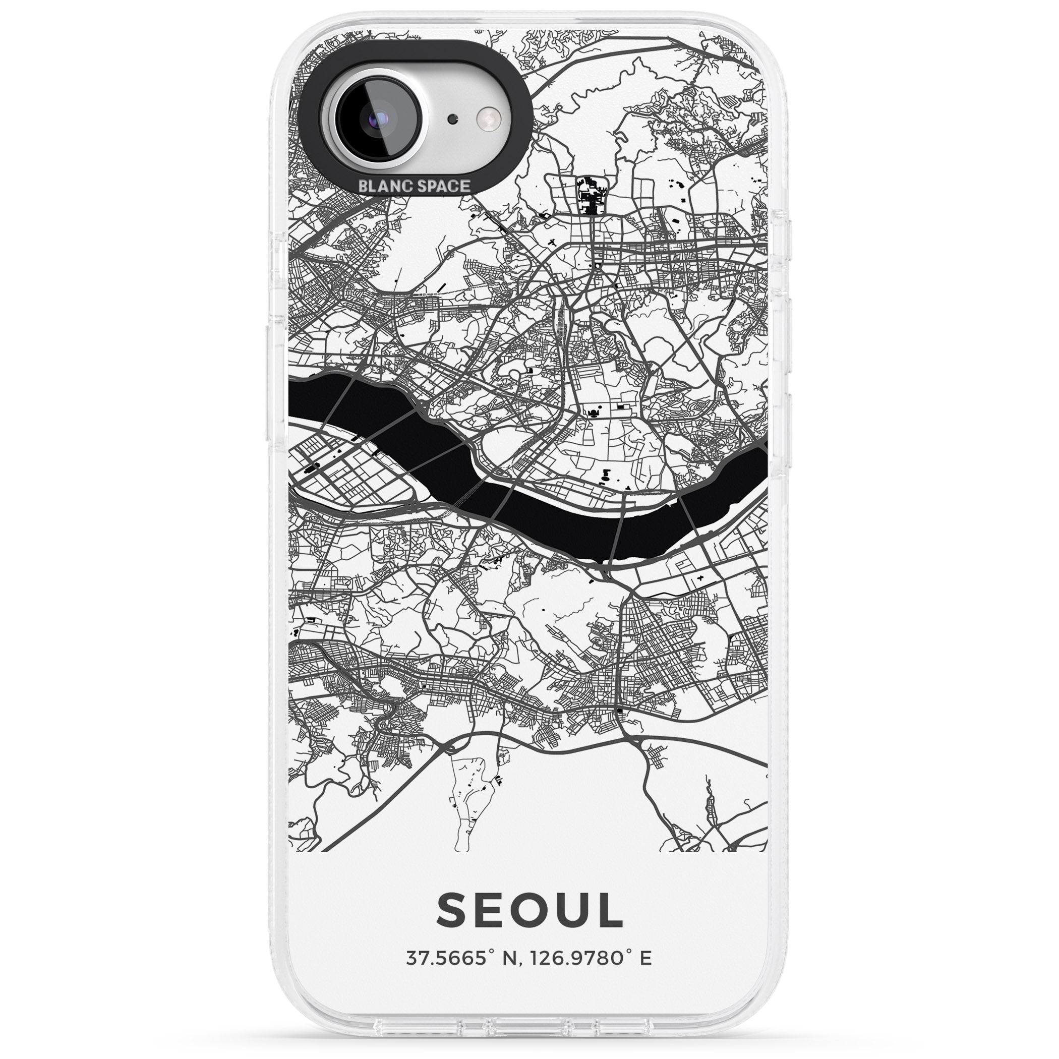 Map of Seoul, South Korea iPhone 16e Clear Case Impact Air - Blanc Space