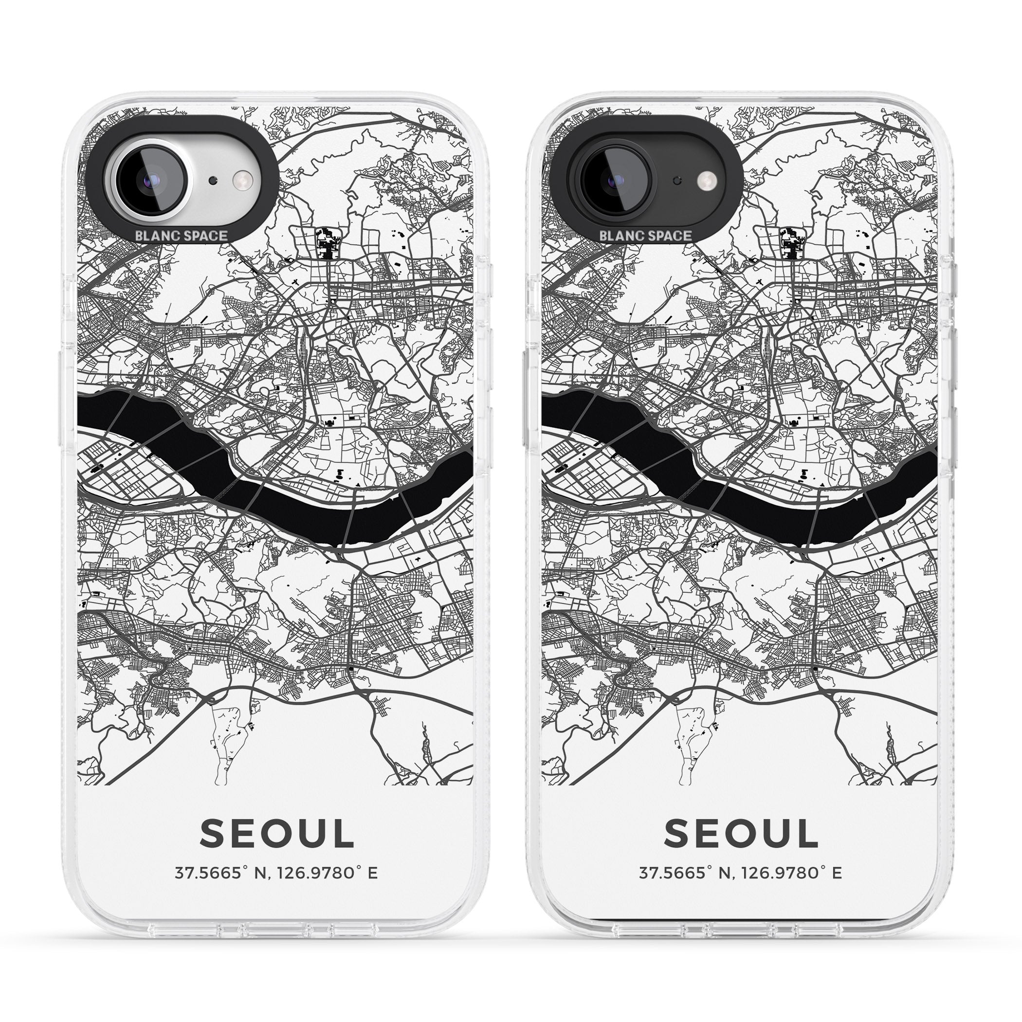 Map of Seoul, South Korea iPhone 16e Clear Case Impact Air - Blanc Space