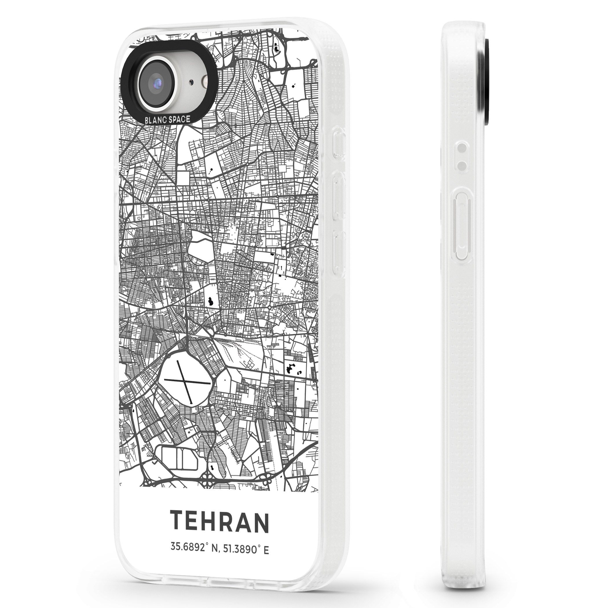 Map of Tehran, Iran iPhone 16e Clear Case Impact Air - Blanc Space