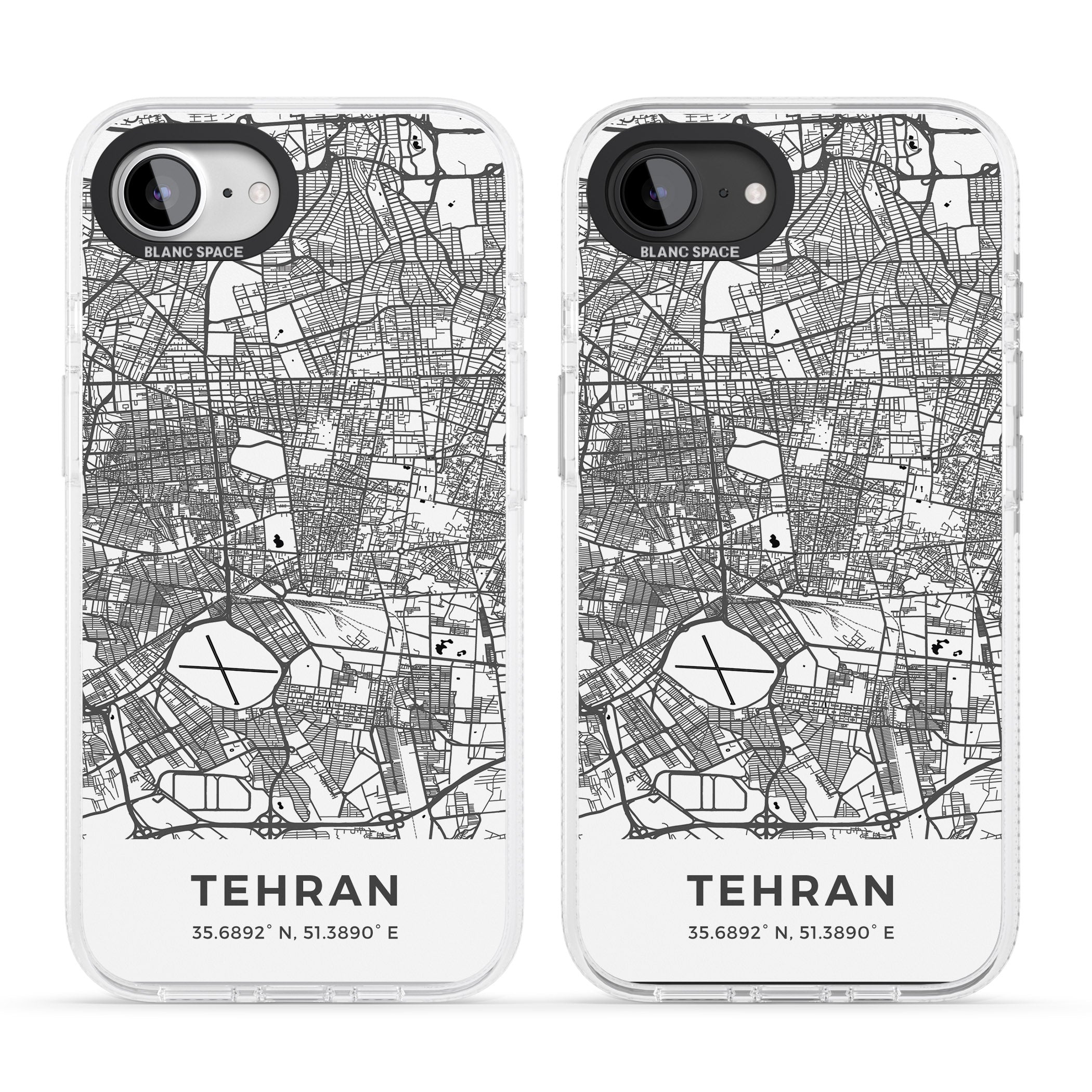 Map of Tehran, Iran iPhone 16e Clear Case Impact Air - Blanc Space
