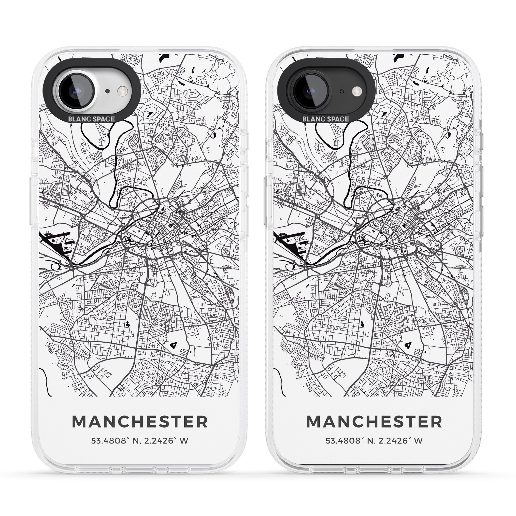 Map of Manchester, England iPhone 16e Clear Case Impact Air - Blanc Space