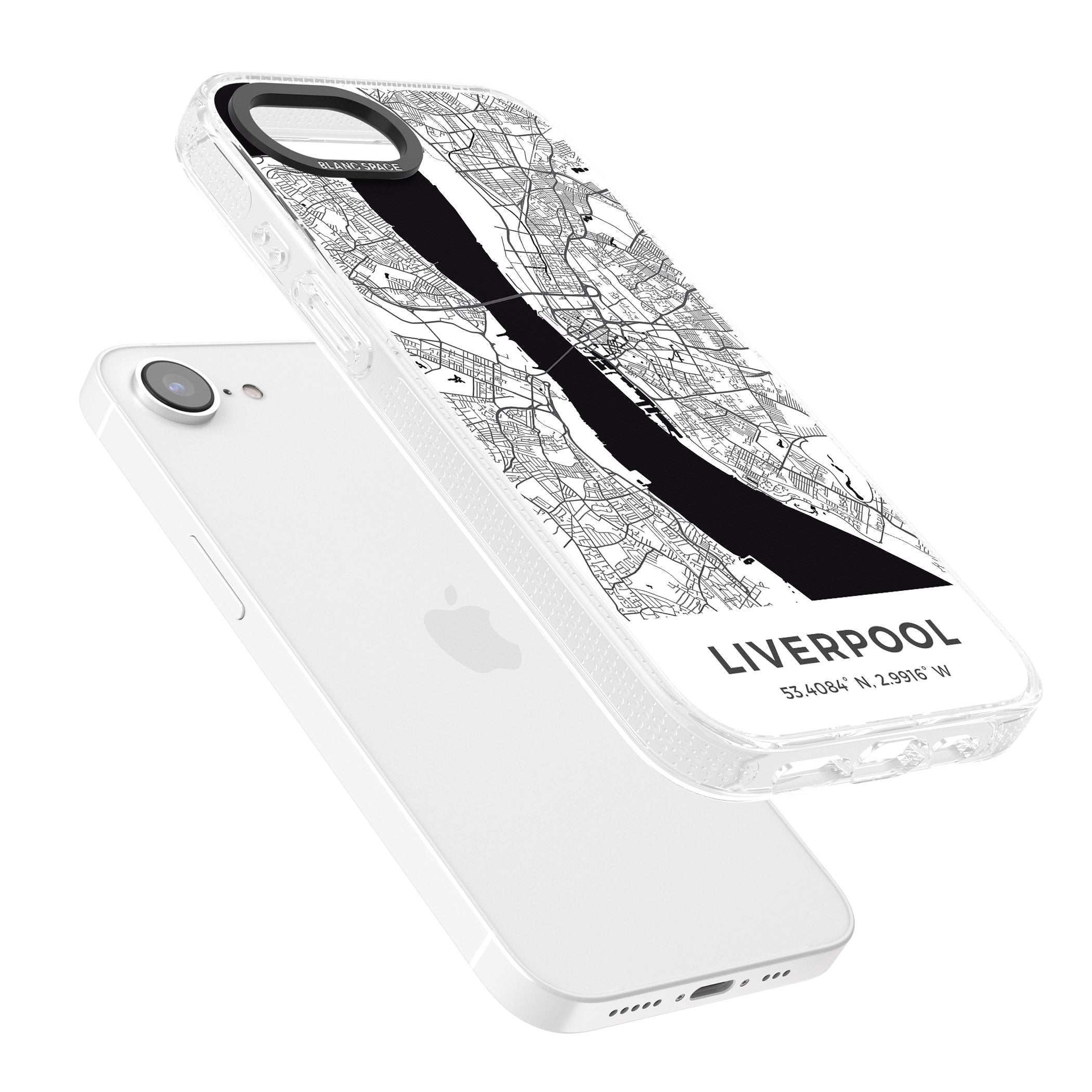 Map of Liverpool, England iPhone 16e Clear Case Impact Air - Blanc Space