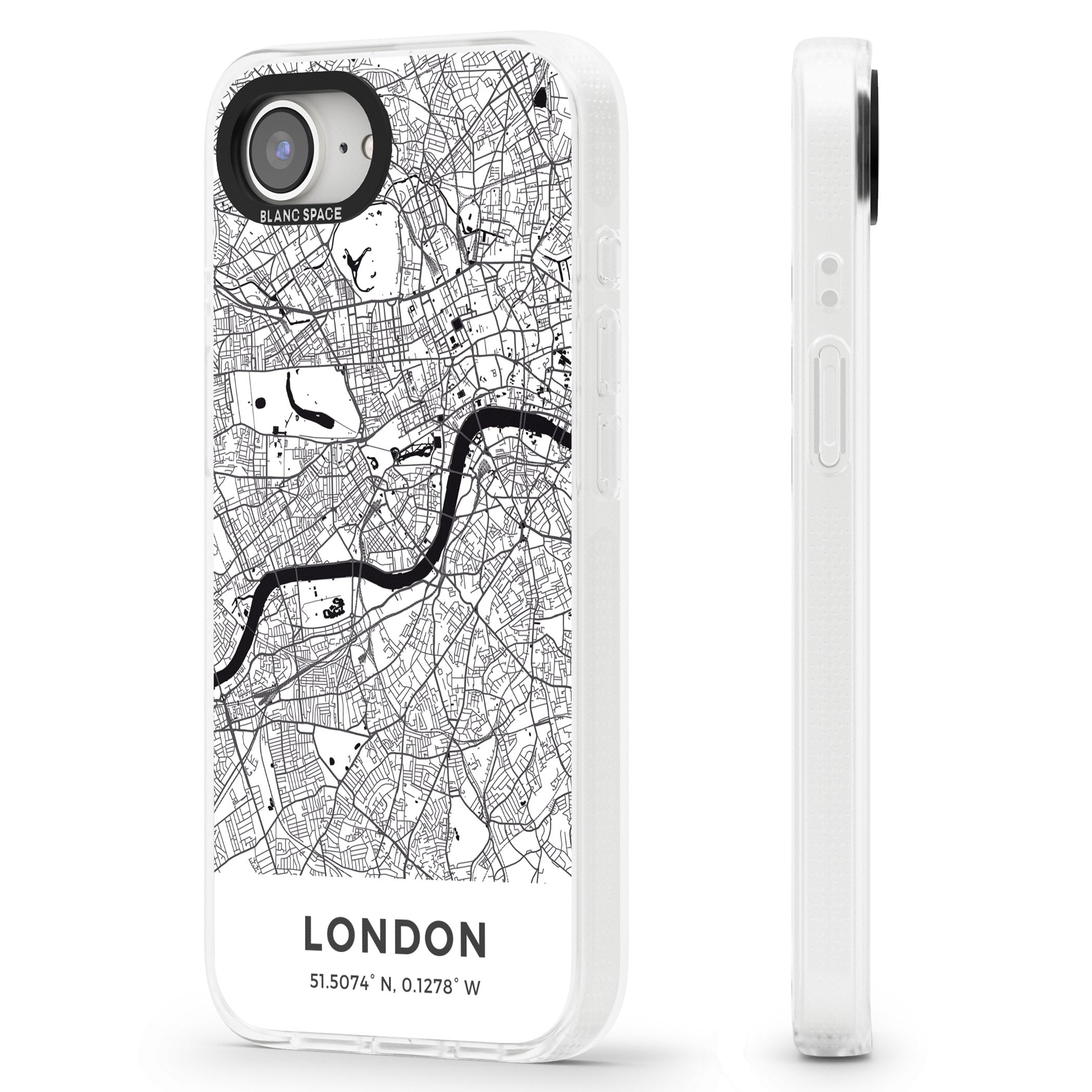 Map of London, England iPhone 16e Clear Case Impact Air - Blanc Space
