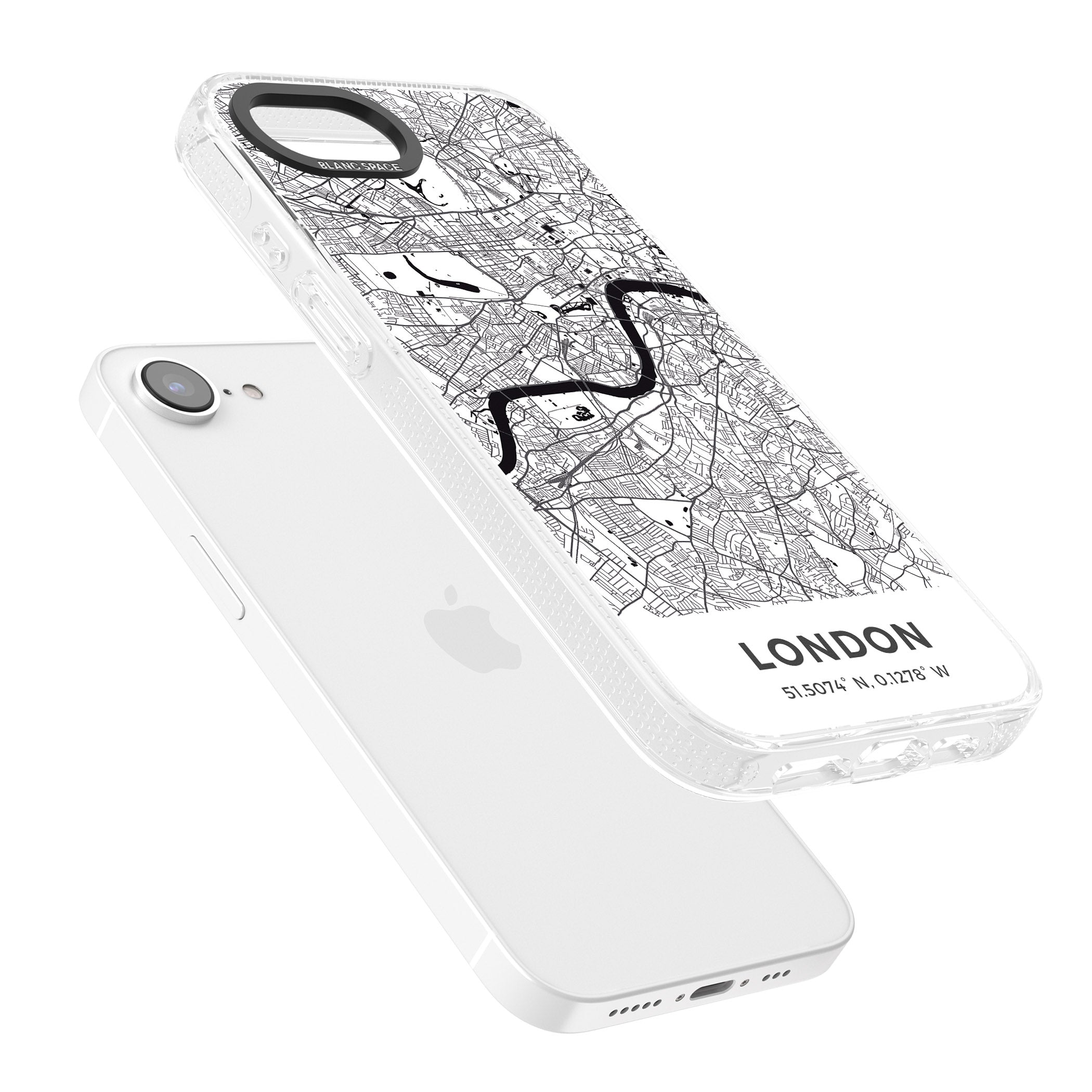 Map of London, England iPhone 16e Clear Case Impact Air - Blanc Space
