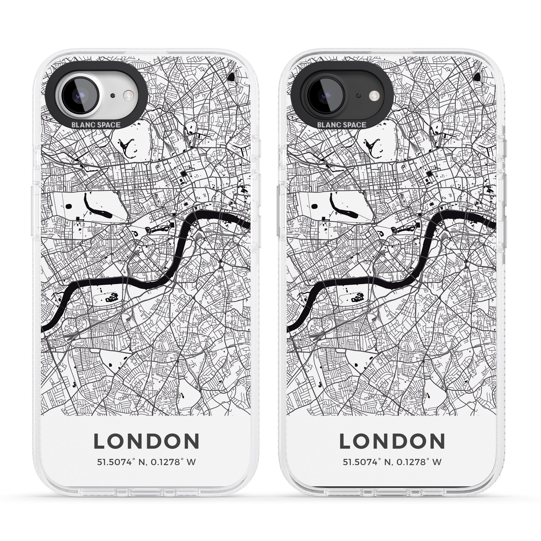Map of London, England iPhone 16e Clear Case Impact Air - Blanc Space