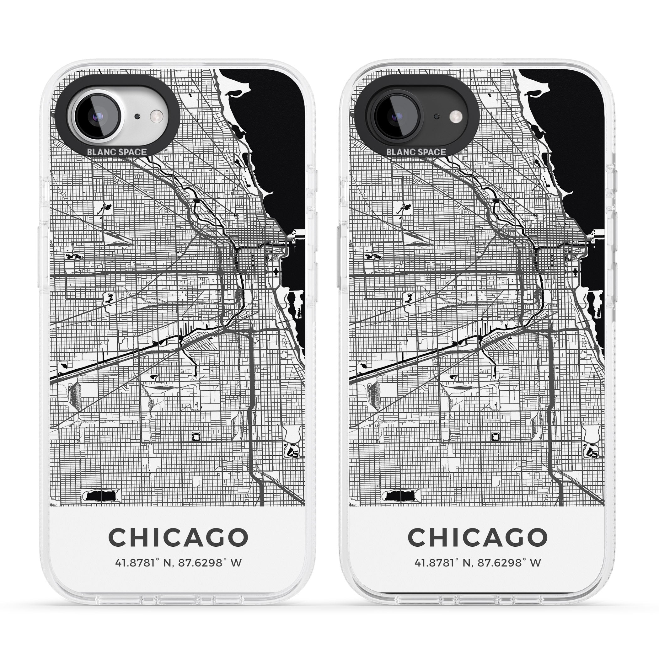 Map of Chicago, Illinois iPhone 16e Clear Case Impact Air - Blanc Space